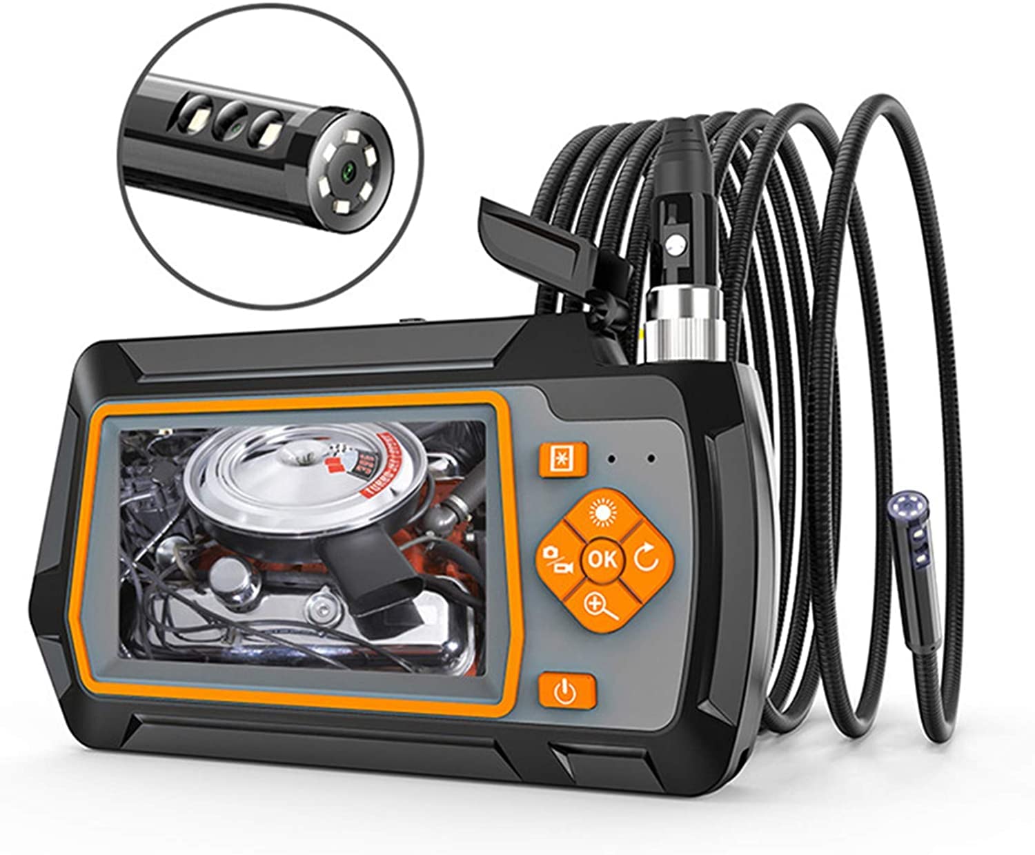 4.3" IPS LCD 5.5mm Dual Lens Endoscopio Fotocamera HD Ispezione Camera per Fognatura/Scarico Periscopio Impermeabile Snake Camera con 6 LED
