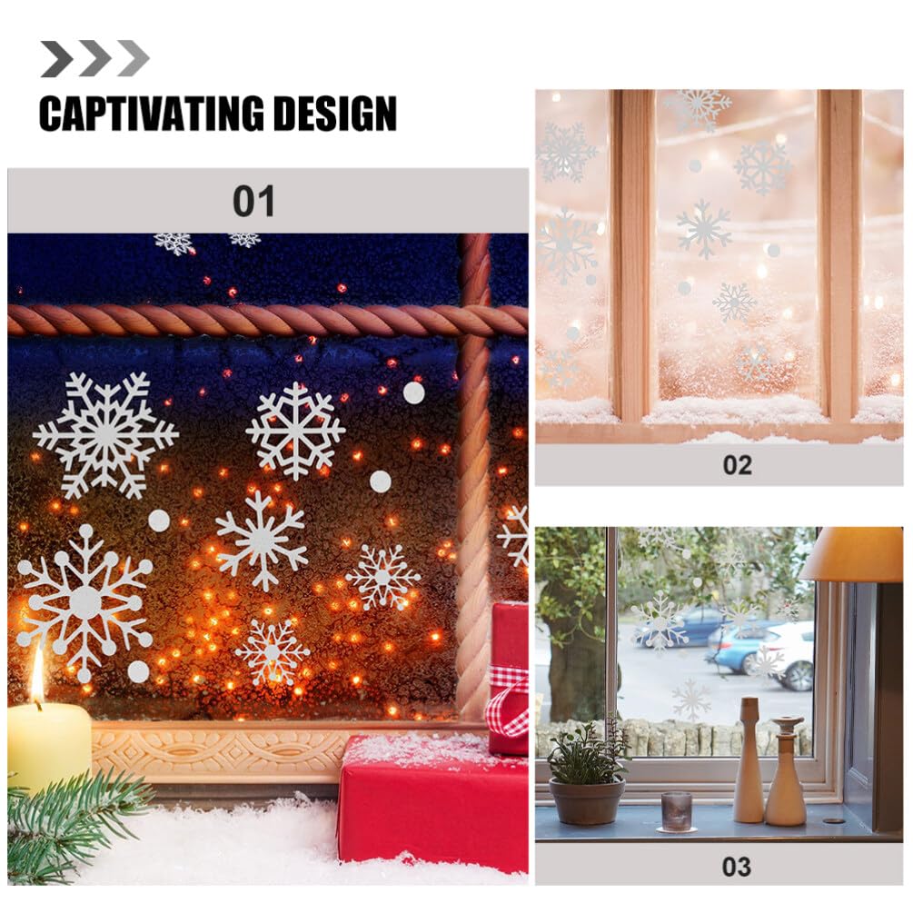 BESTonZON 5blätter Schneeflocken Sticker für Fensterdekoration Weihnachts Fensteraufkleber aus Selbstklebendem Material Weihnachtsdeko Schneeflocken für Glasfenster Festliche