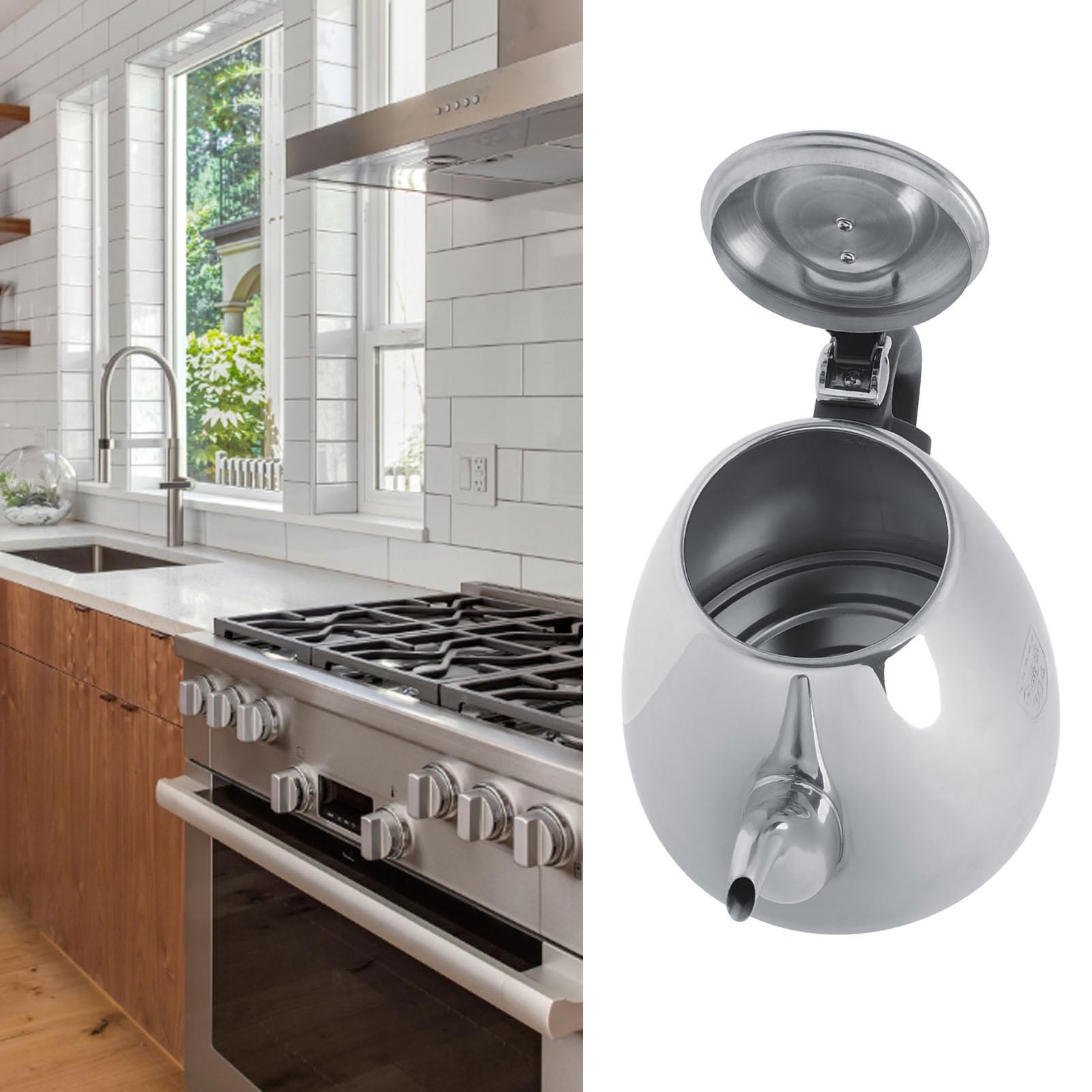 Tea Kettle Stovetop, 1.2l 1.5L Stainless Steel Stove top Teapot Tea Coffee Pot Kettle Heat Handle (1.2L)