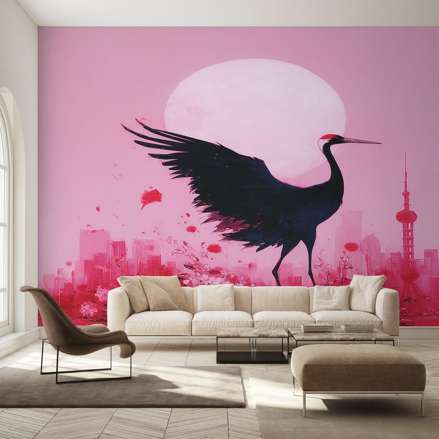 Papier peint intissé grue noir grand format 400x280 décoration maison