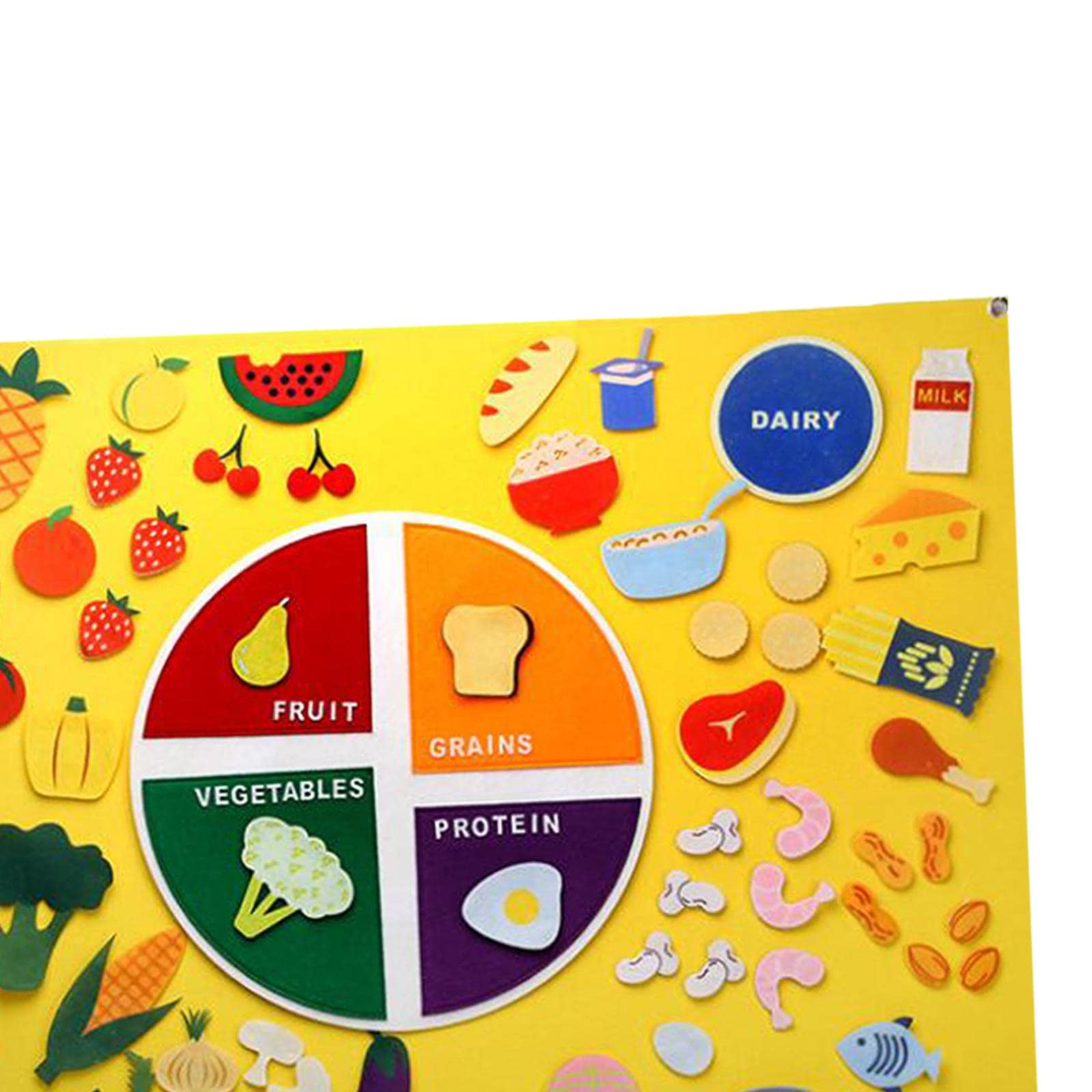Sharplace Set per Raccontare Storie con La Lavagna di Feltro per Bambini Piccoli, Giocattolo in Flanella da 1 Metro, attività da Parete per La Narrazione, Cibo