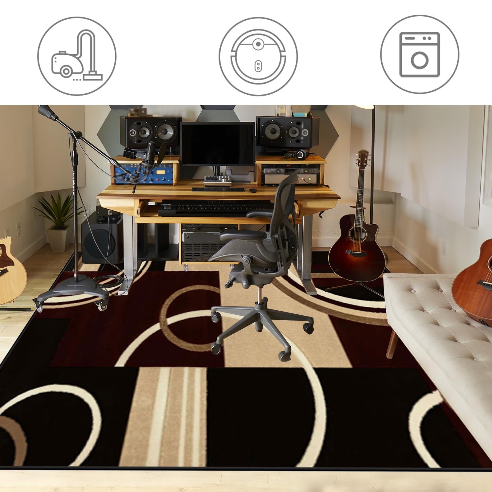 Tapis de Tambour Insonorisé, Tapis Batterie Insonorisant, Tapis Insonorisé Moquette, Couverture de Tambour Antidérapante Tapis de Sol, Tapis Batterie Acoustique pour Basses Caisse Claire 150 x 120 cm