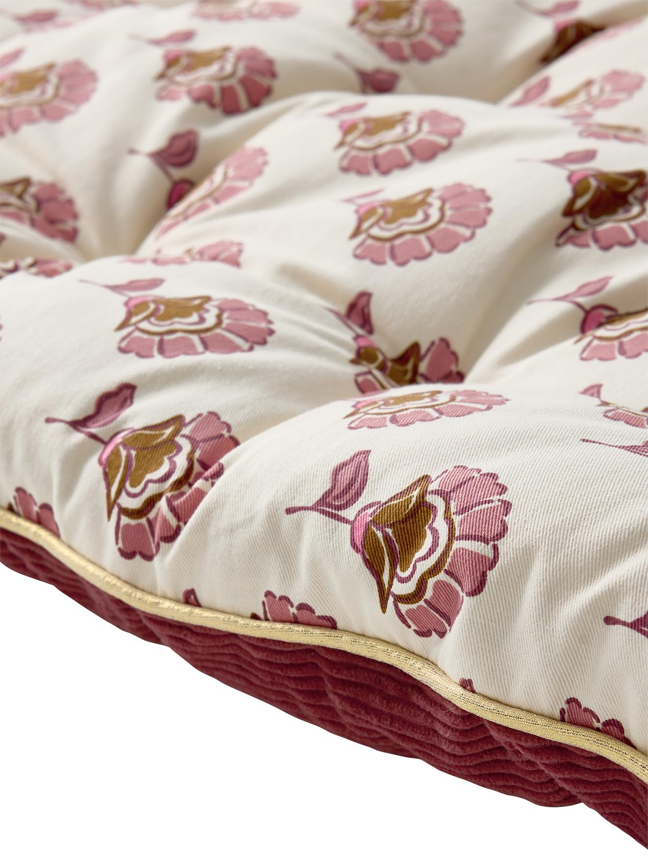 VERTBAUDET Matelas de Sol bi-matière Fleurs/Velours Arizona Rose TU