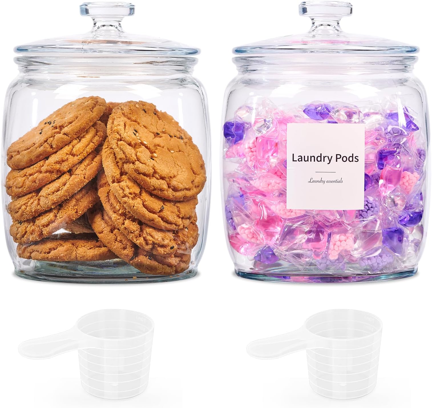 Laundry Pods Container for Laundry Room Organization and Storage, 71 Oz Glass Storage Containers with Lids, Glass Jar with Lid for Cookie, Food, Powder, Dryer Balls
