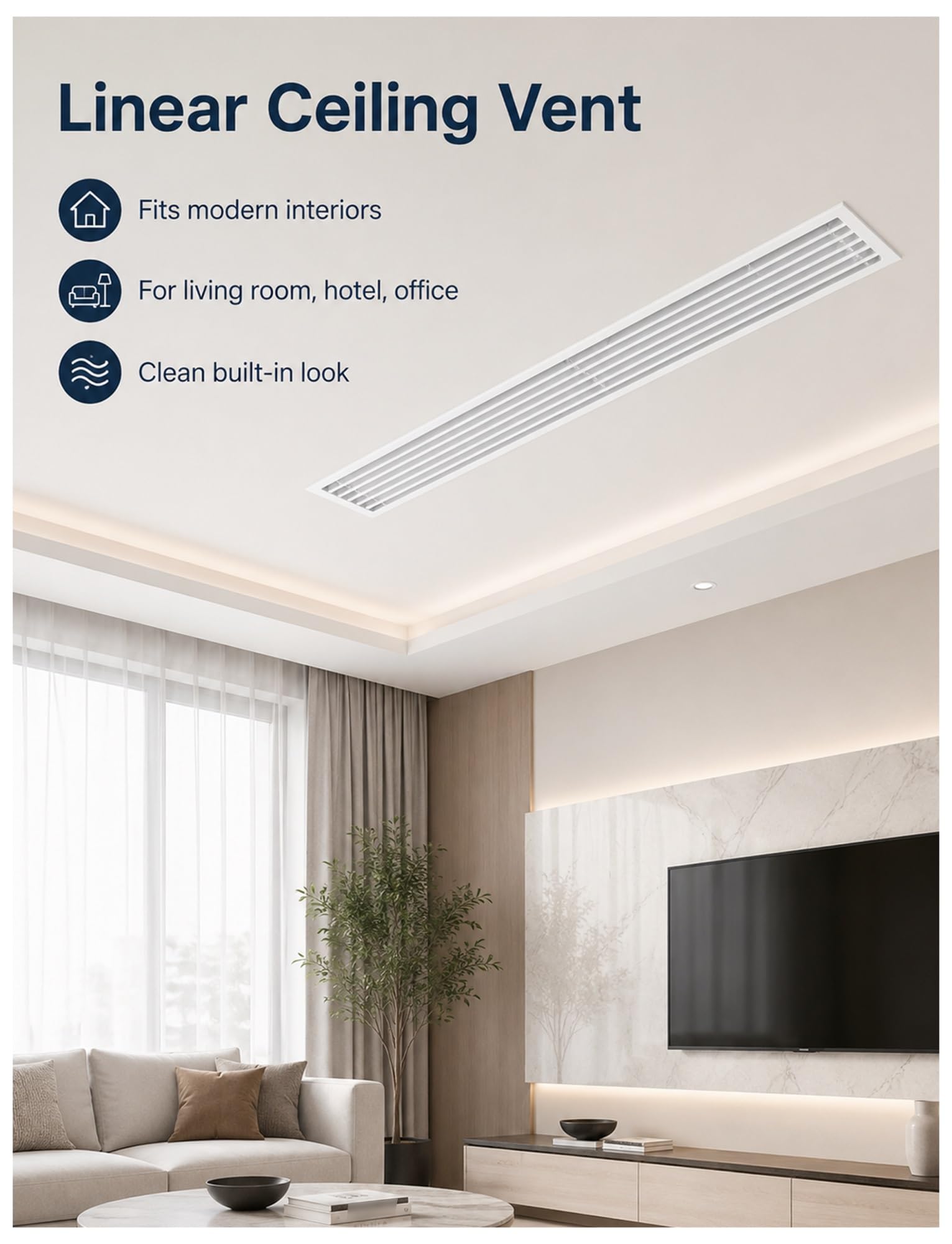Rejilla ventilación ABS, cubierta aire pared techo hogar(Black,70x15 cm)