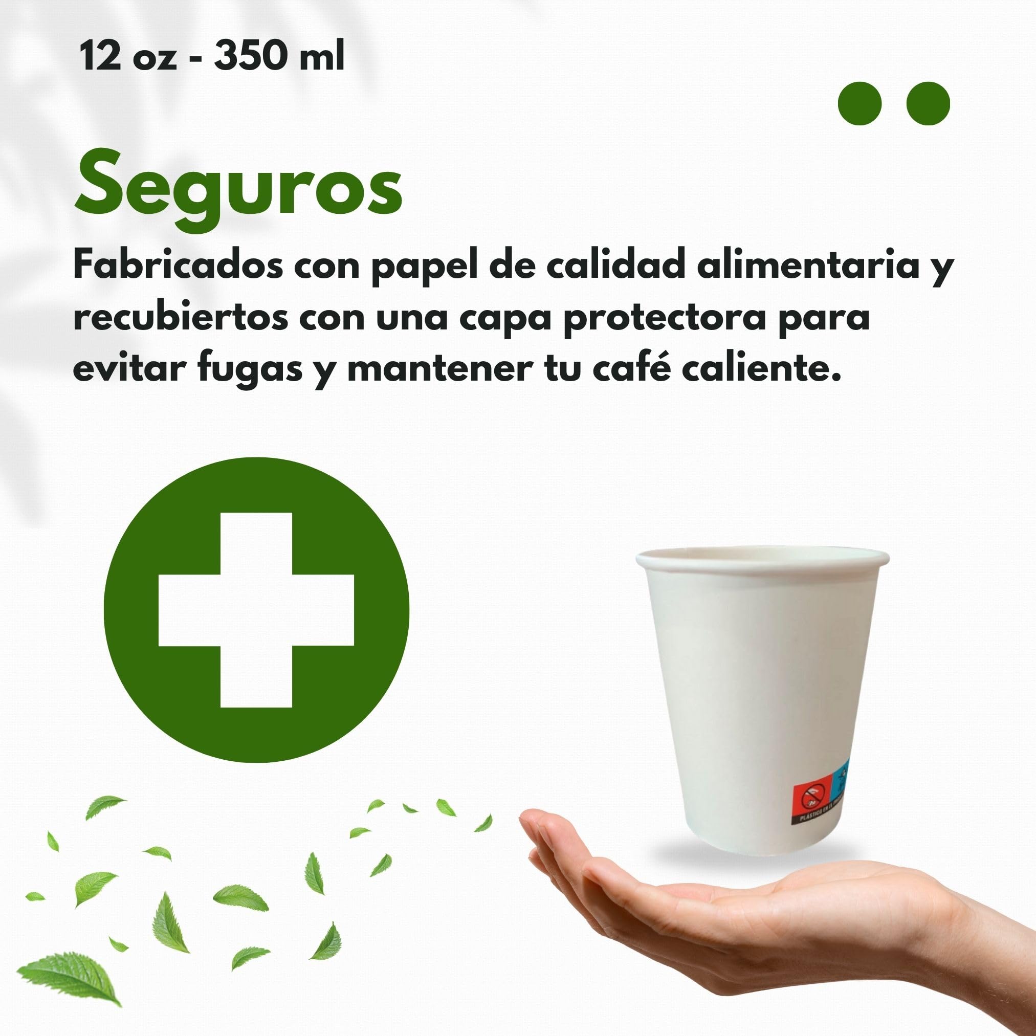 Vasos Desechables de Café Para Llevar - Vasos Cartón para Servir el Café, el Té, Bebidas Calientes y Frías (12 oz - 350 ml, Blanco) - Caja de 1.000 vasos