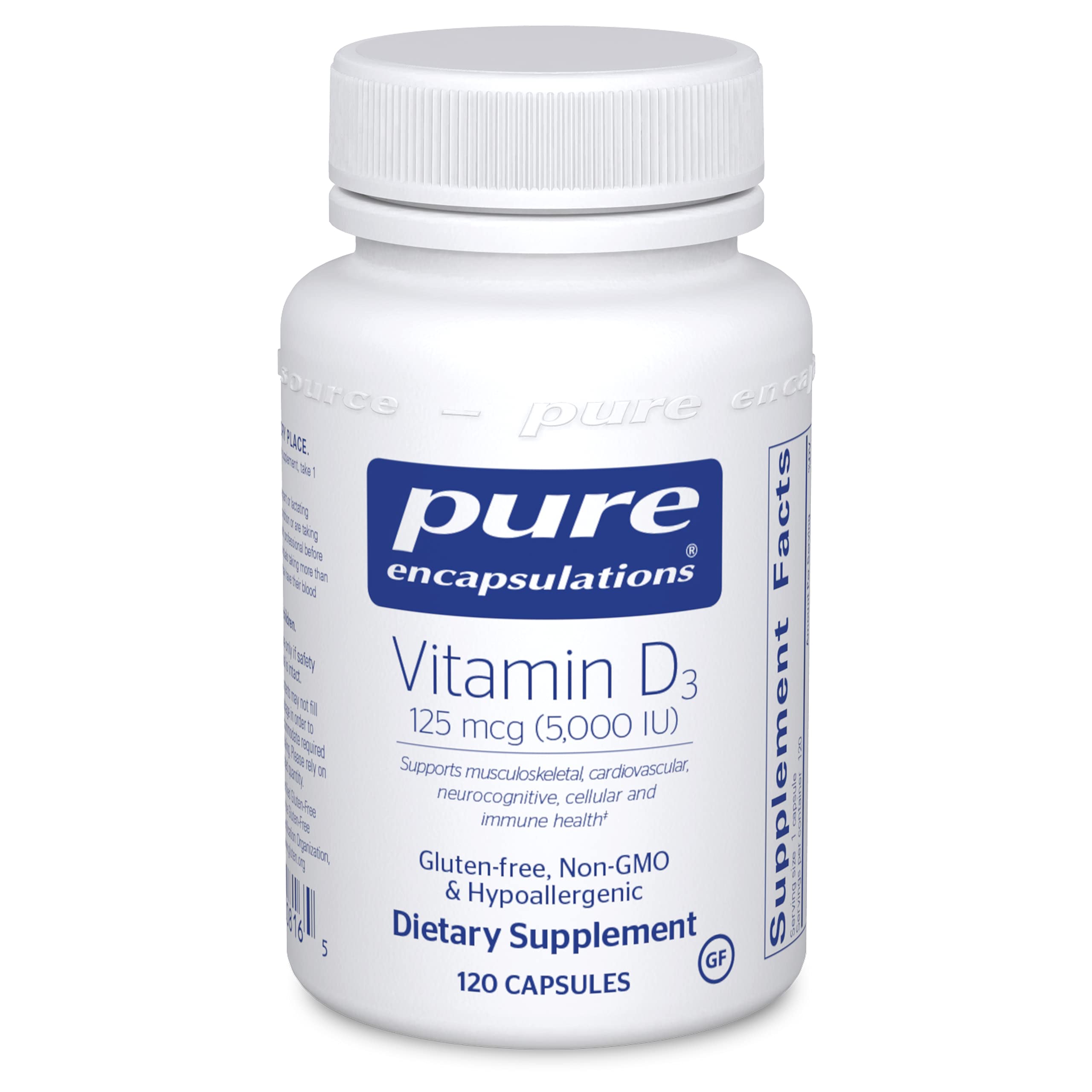 Pure Encapsulations Vitamin D3 125 mcg (5,000 IU) | Supplement to Support Bone, Joint, Breast, Prostate, Heart, Colon and ...