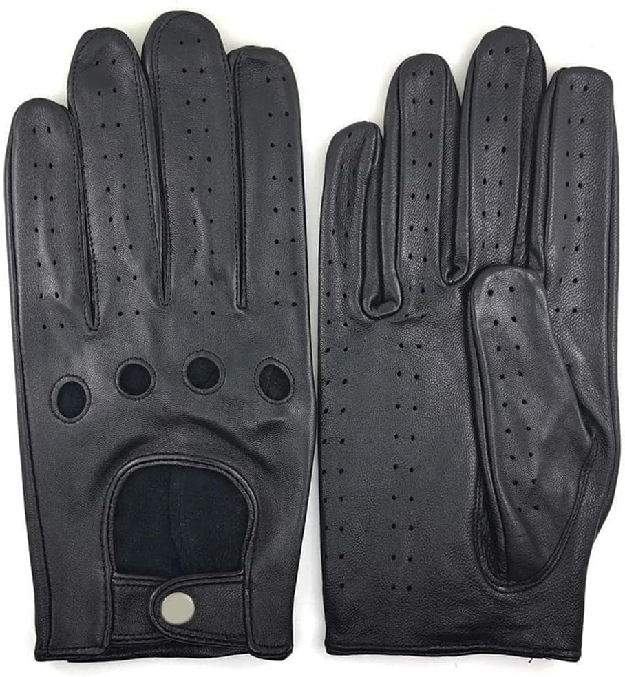 Mens Touchscreen Professional Leather Driving Gloves Unlined -Soft and Thin Italian Lambskin