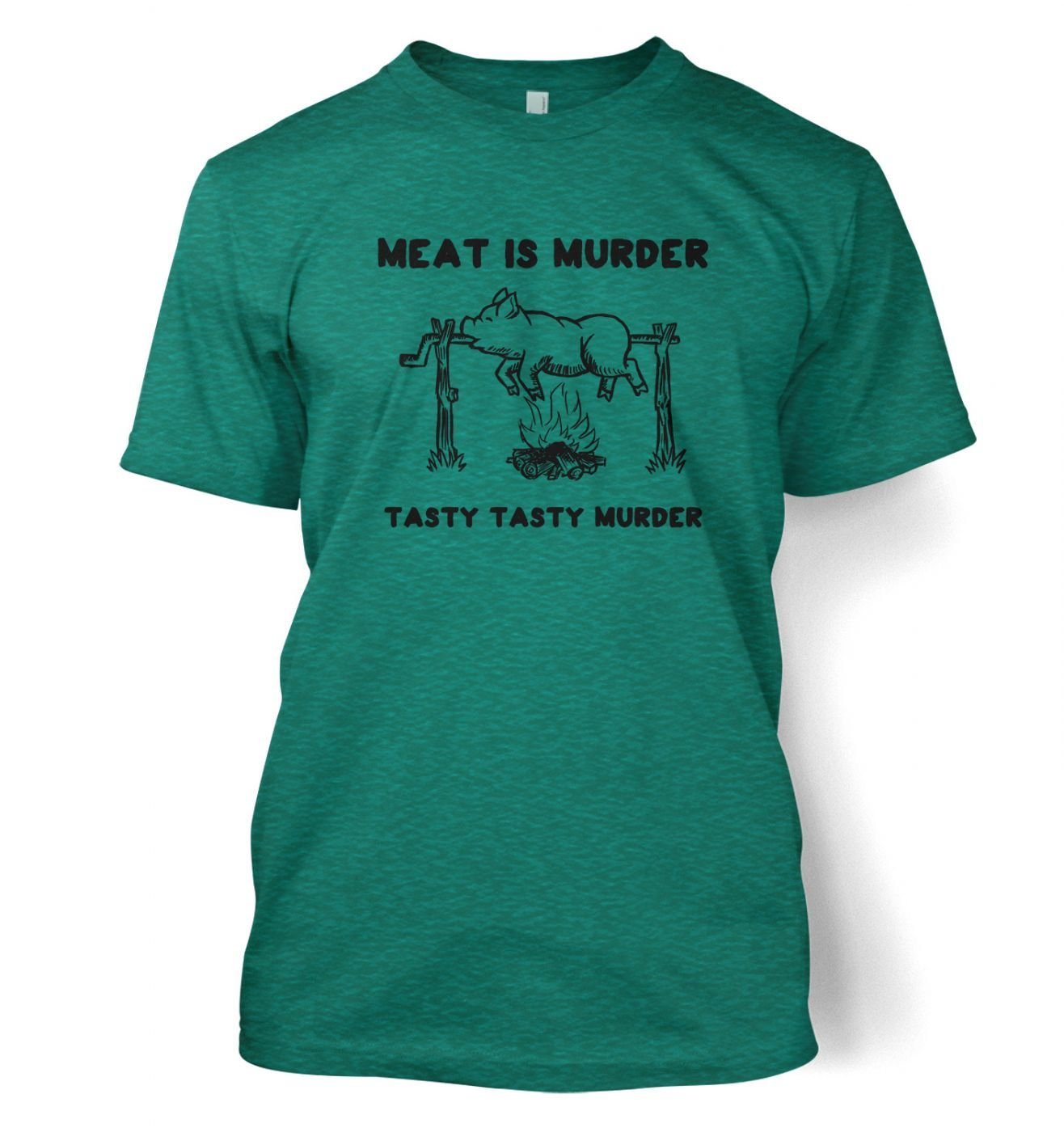 Slogan Tshirts By Big Mouth Men's Antique Jade Dome Meat Is Murder Tasty Tasty Murder T-Shirt - Large (42/44")