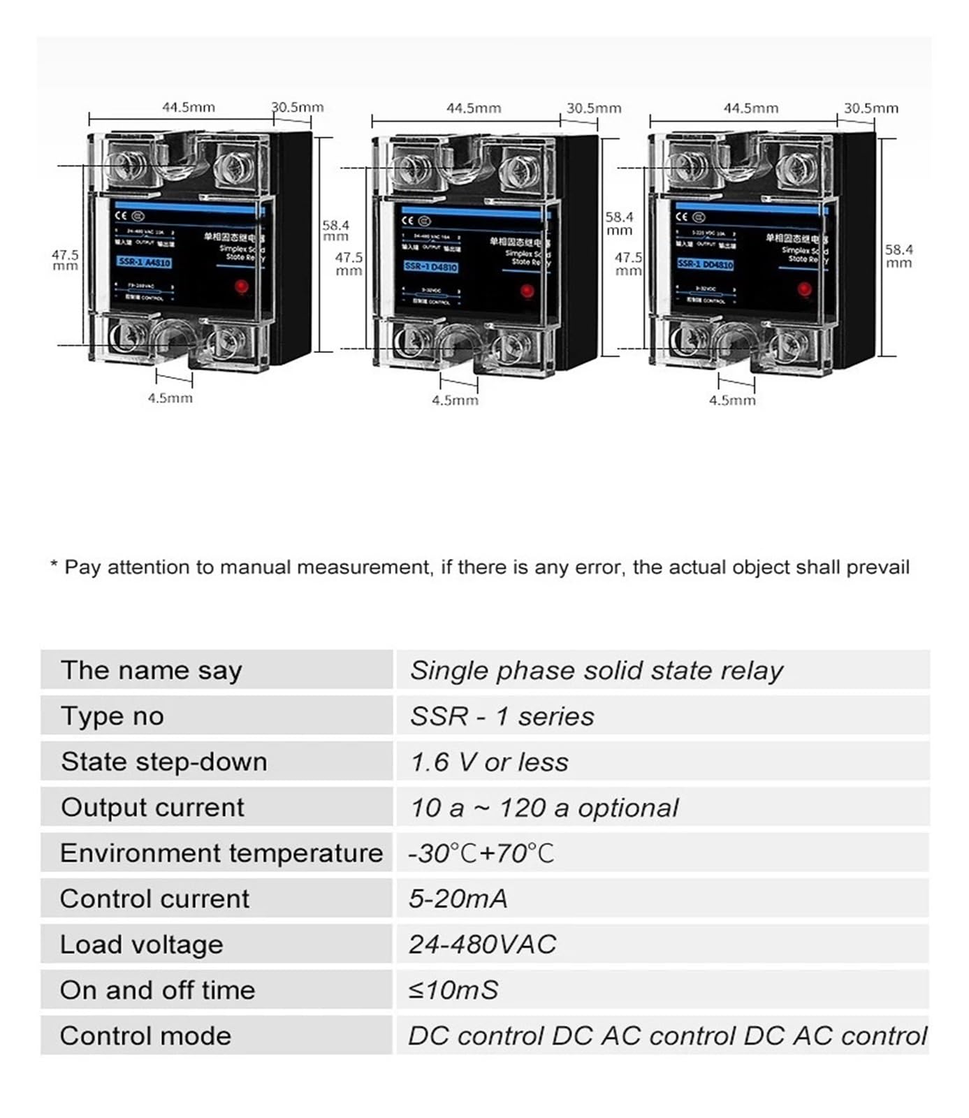 SSR-25DA SSR-40DA SSR-40AA Relè a Stato Solido monofase 10A 25A 40A 60A 80A 100A 120A DD da AA Modulo for Il Controllo della Temperatura(AC Controlled AC,120A)