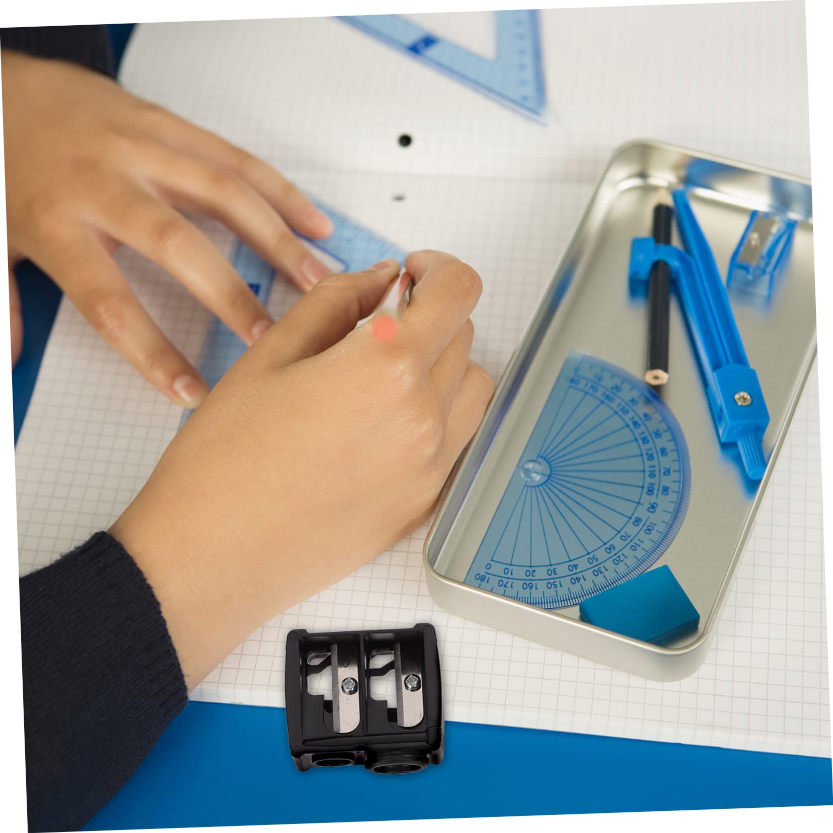 OSOLADY 4Pcs Makeup Pencil Sharpener Dual Eyebrow Eyeliner Sharpener for Precise Application Lightweight Durable Design for Home School and Studio Use Black