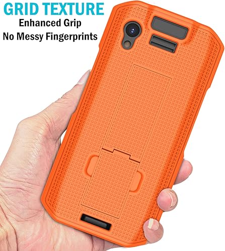 Miniatura 4 de Nakedcellphone Funda con soporte para escáner de computadora móvil Zebra TC21 TC26, cubierta protectora rígida delgada texturizada con soporte -