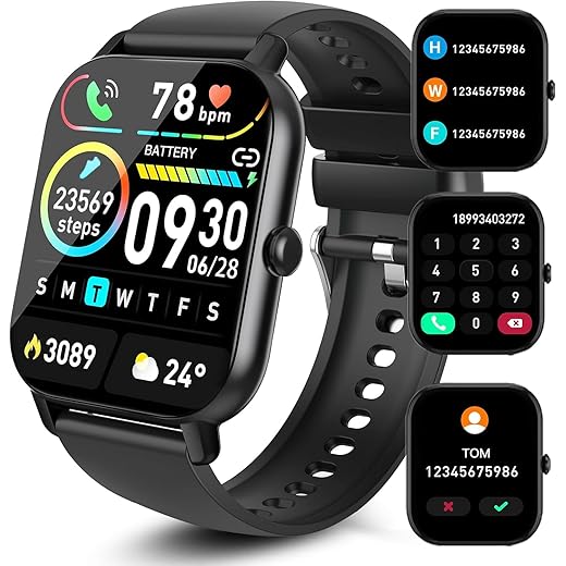 Aptkdoe Smart Watch (Answer/Make Calls), 1.85" Smartwatch for Men Women with 110+ Sport Modes, IP68 Waterproof Fitness Watch with Heart Rate/Sleep Monitor/Activity Tracker for Android iOS