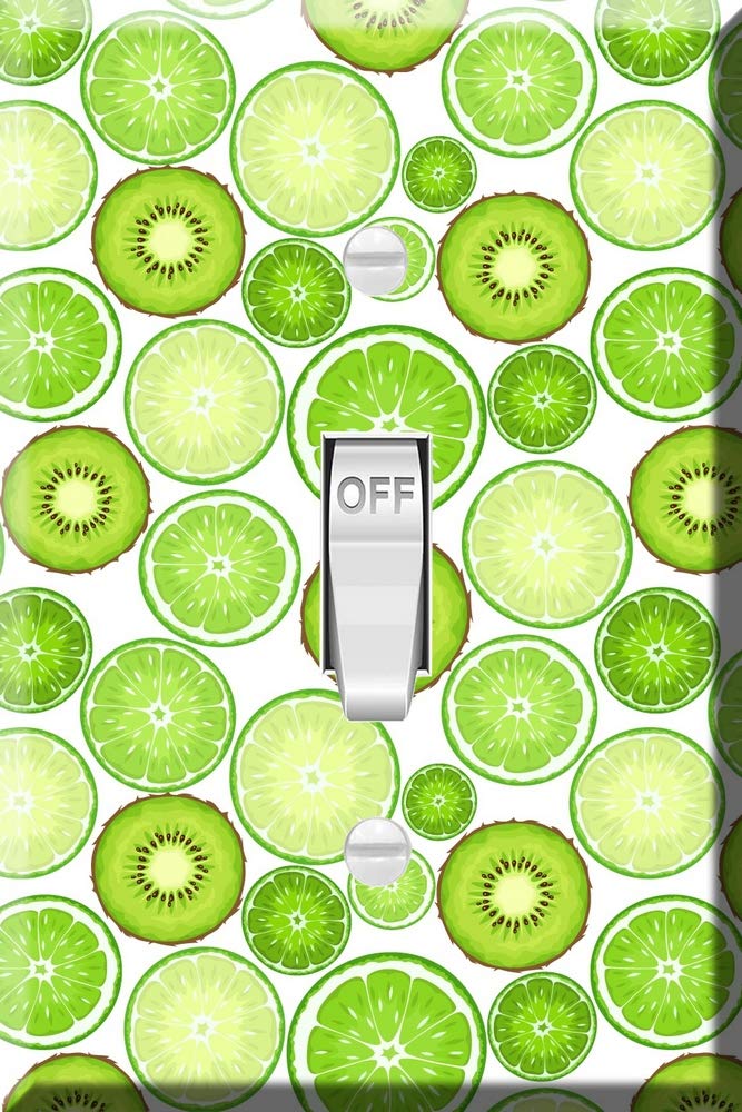 Toggle Wallplate, Single Light Switch Cover Plate - Green Kiwi and Lime Slices?Pattern