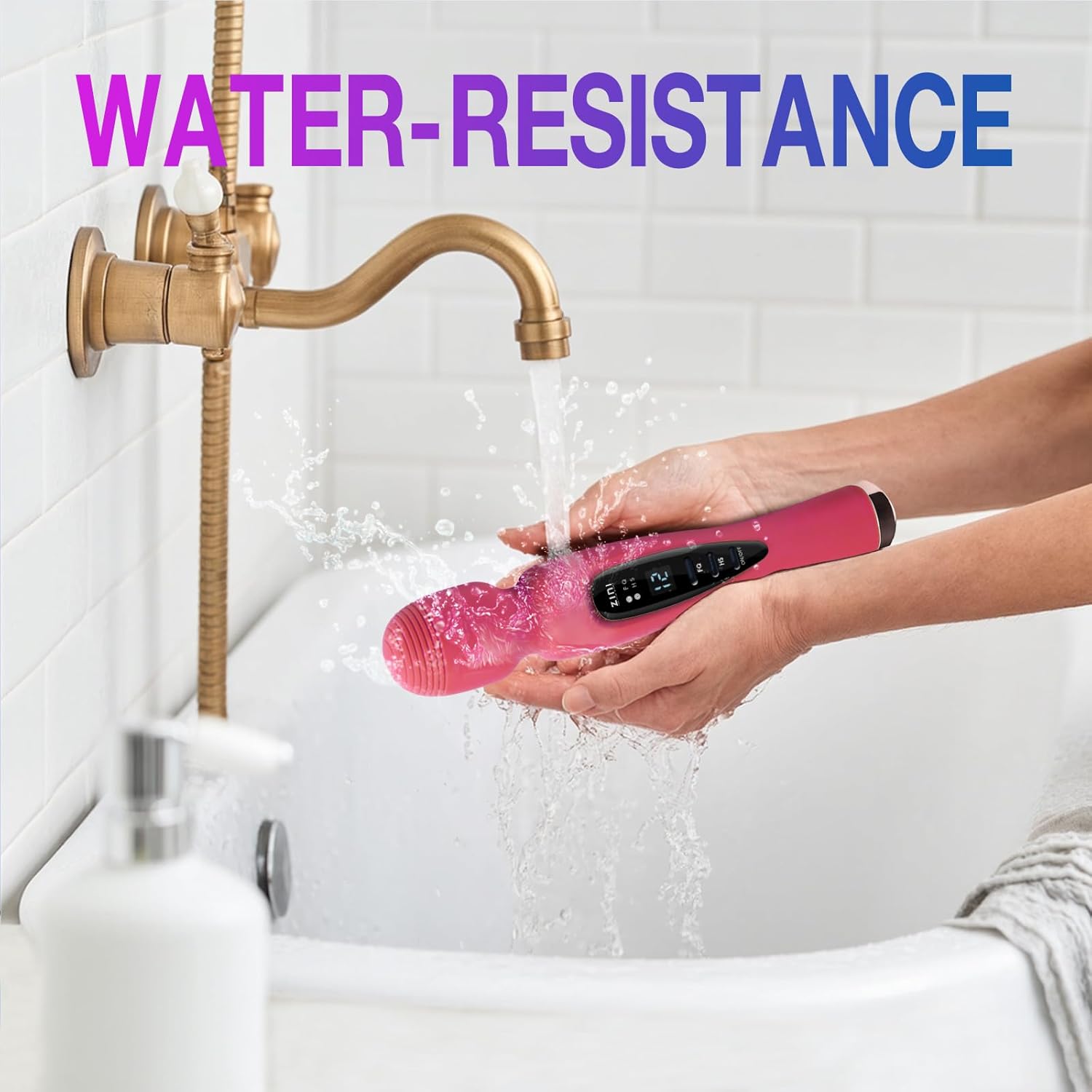 Cordless Massager with LCD Display, Personal Massager for Pain Relief, Powerful 12 Vibrating Massage Wand, Pink - Image 4