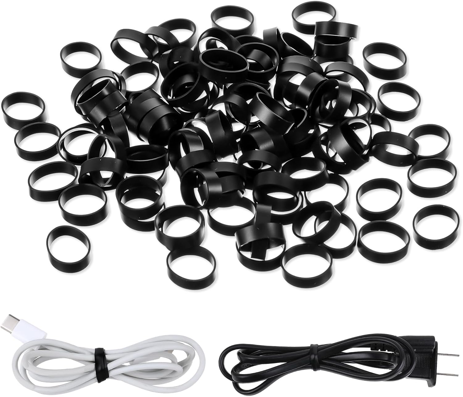 150 Pieces 0.5 Inch Small Elastic Silicone Rubber Bands Black Strong Rubberbands Heavy Round Siliconebands for Wire Cord Cable Wrapping, Bundle