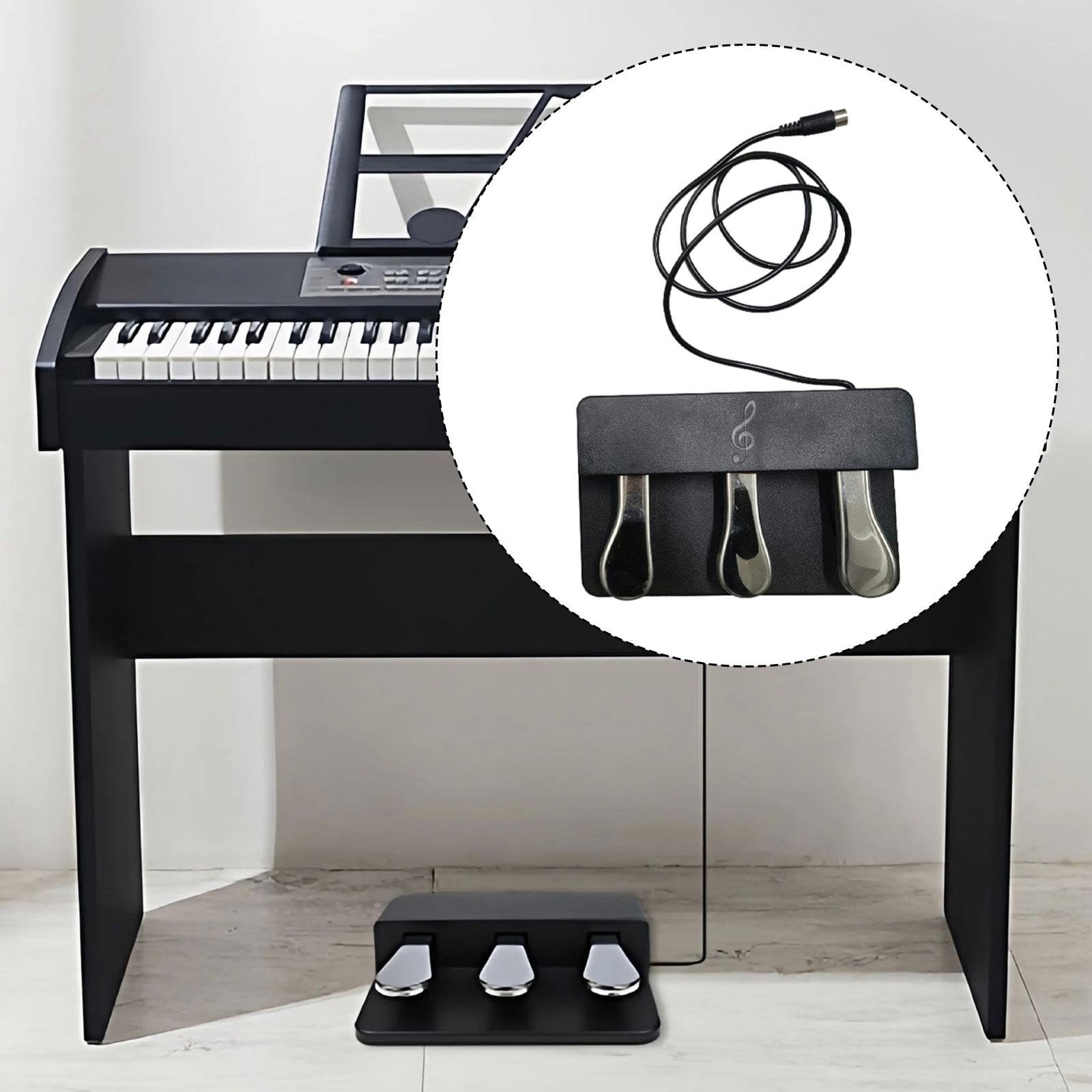 3 Pedaleinheit für Digitalpianos & Keyboards - Universal 5-Pin Round Interface Fußschalter