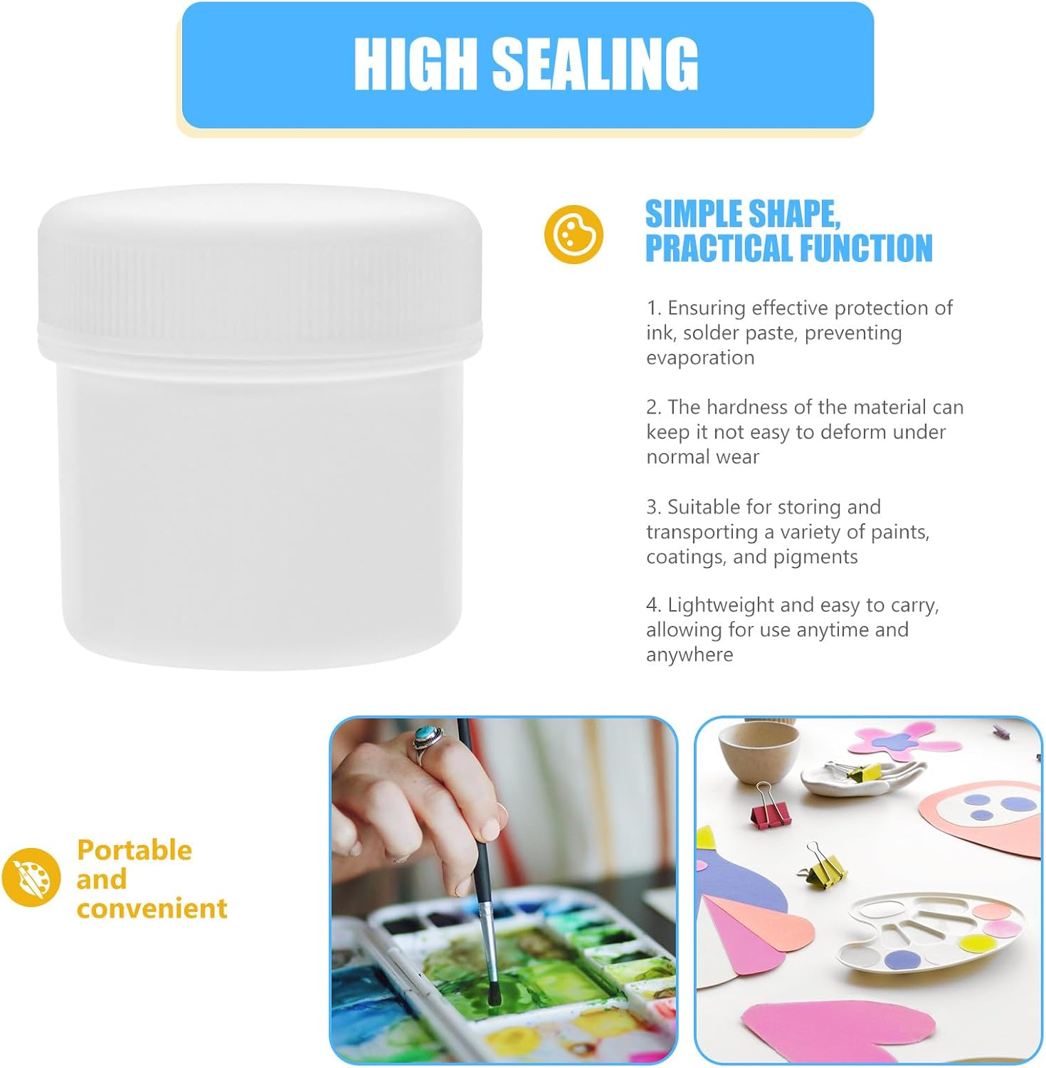 6 Pack 30ml Plastic Paint Buckets with Lids, Hdpe Storage Containers image 5