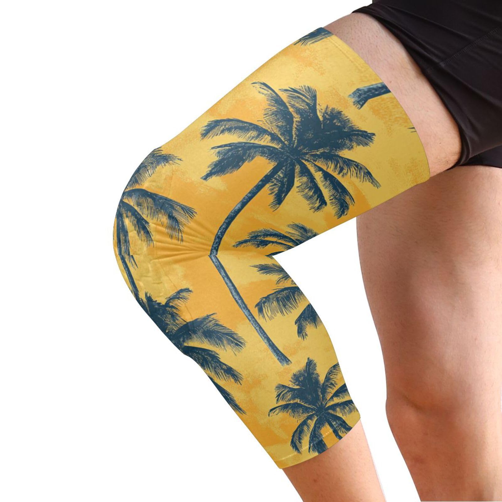 JUNZAN Yellow Tropical Vintage Basketball Knee Pads for Youth Kids Wrestling Knee Pads with Sleeves Sport Kneepads for Volleyball Football