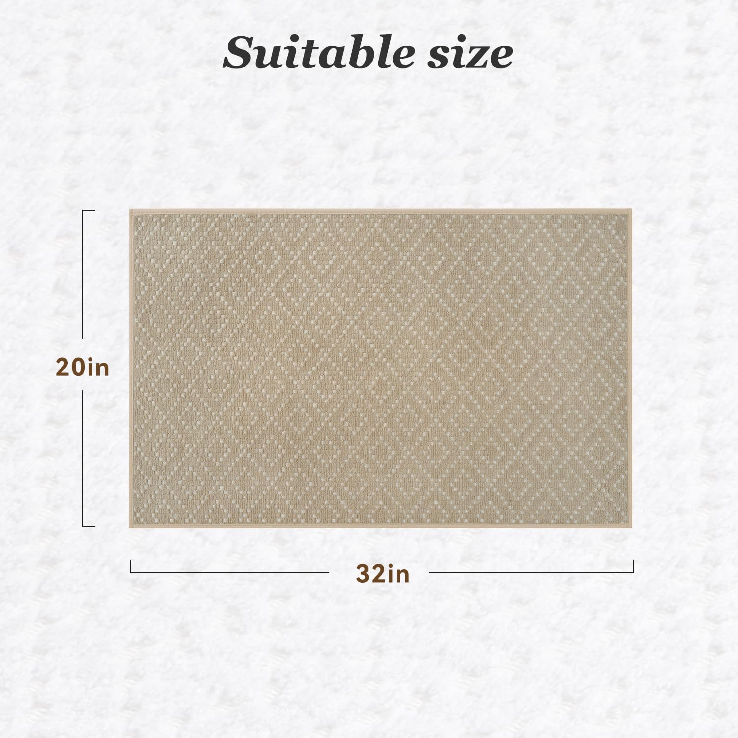 AMOAMI Thin Bath Mat, Super Absorbent Bath Mats for Bathroom, Quick Dry Rubber Backed Bath Rug Non Slip, Chenille Surface Thin Bathroom Rugs Fit Under Door,Low Pile Shower Rug,Beige,20" x 32" - Image 2