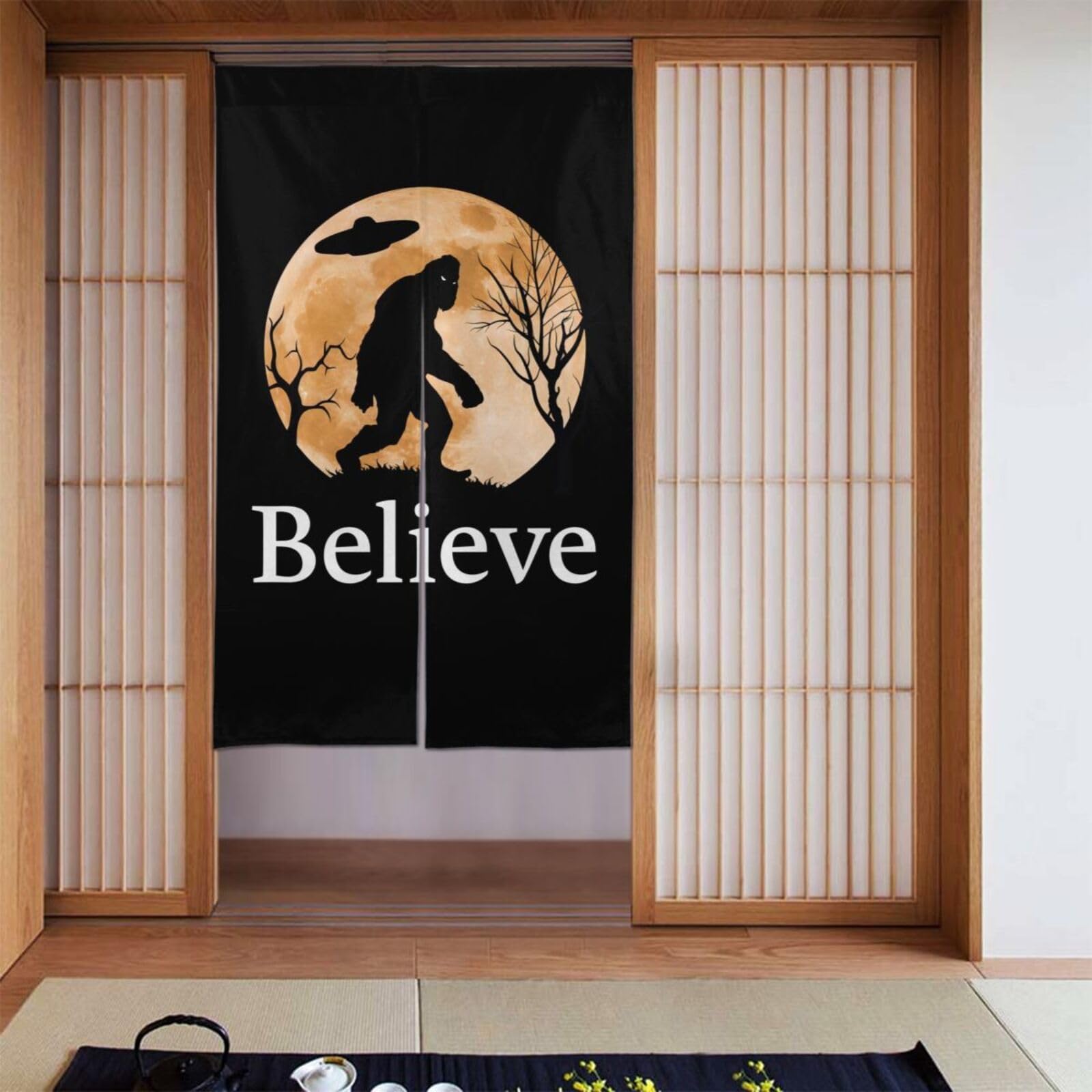 Lukiyys Bigfoot Believe Sasquatch Monsters Door Curtains,Doorways Curtains for Windows,Bedroom Divider 34"X 56"