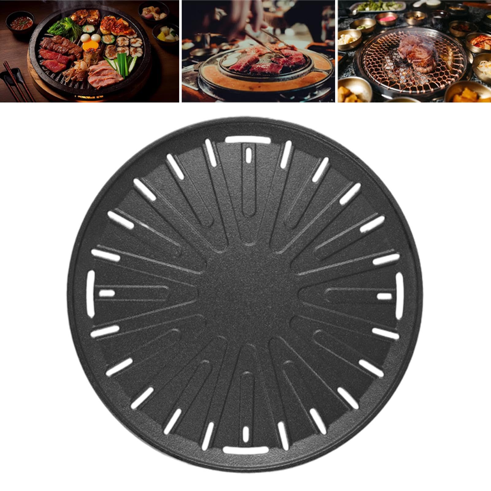 Barbecue Grill Pan Coating Grill Plate Portable Easy Cleaning Roasting Pan for BBQ Hob Gas Household Camping, Sun Flower