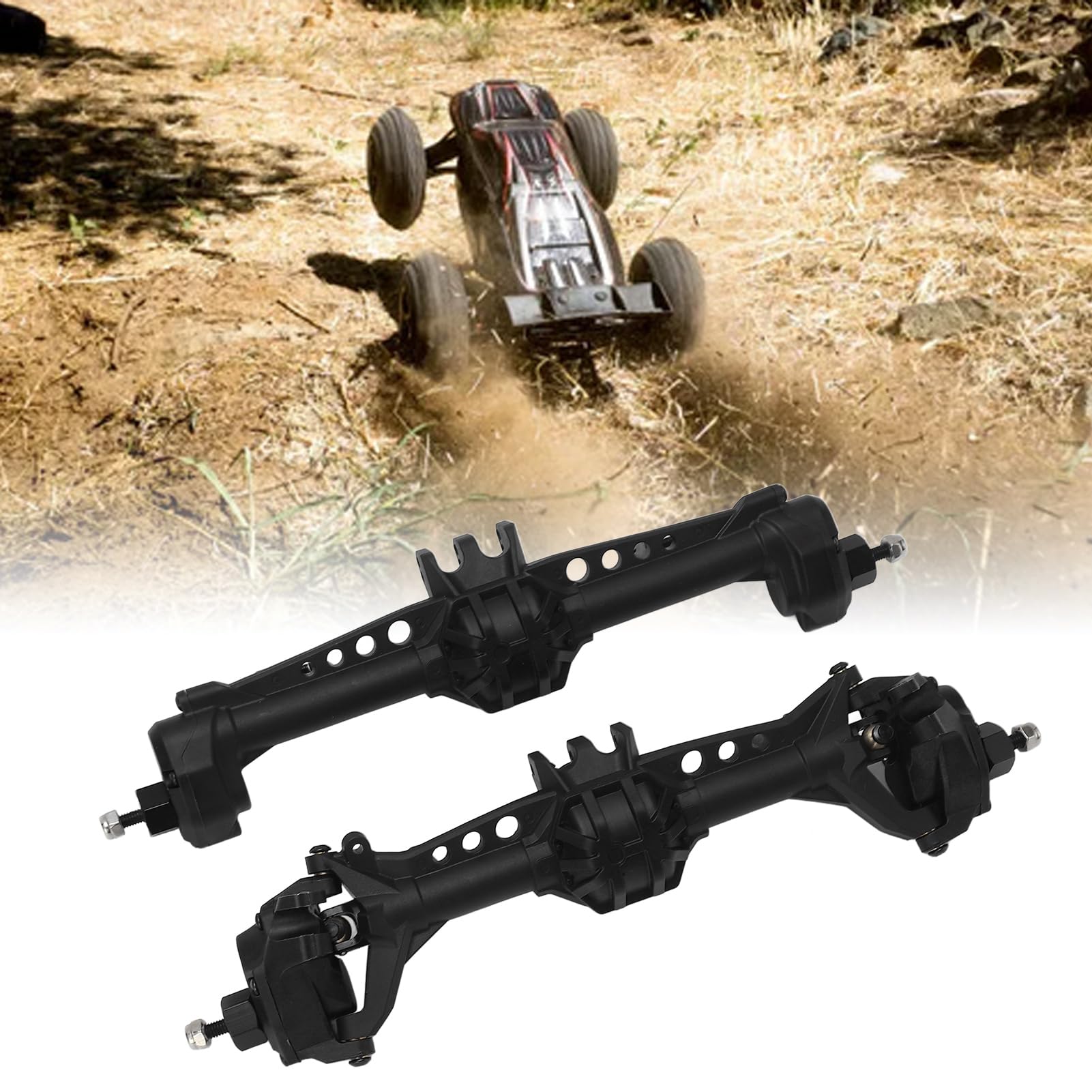 RiToEasysports Przednia Tylna oś RC Crawler, Aluminium Upgrade RC Crawler Oś dla SCX10 II 90027 90028 90046 90047 1:10 Scale Upgrade Części (BLACK)