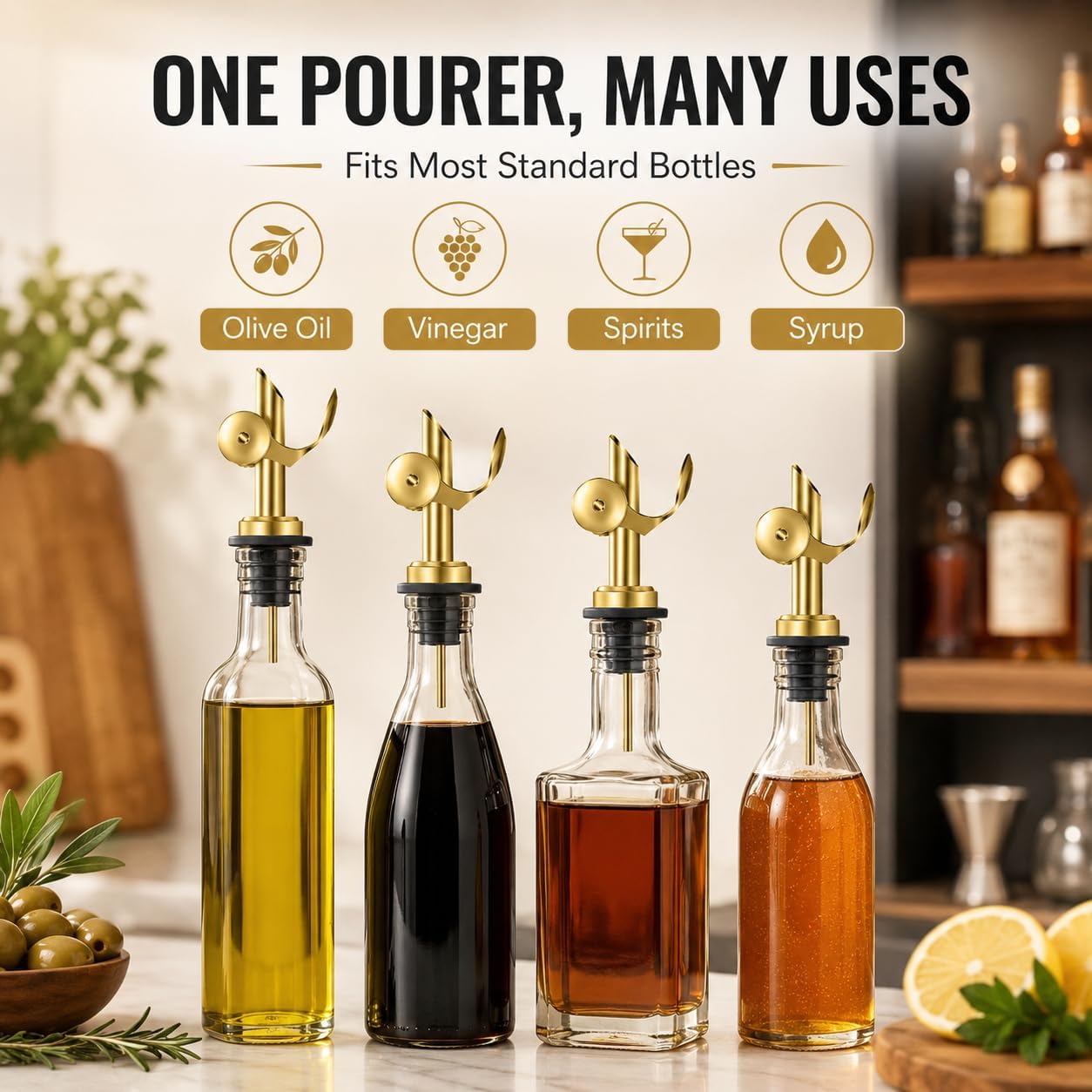 2 Pcs Olive Oil Dispenser Bottles, Stainless Steel Pour Spouts
