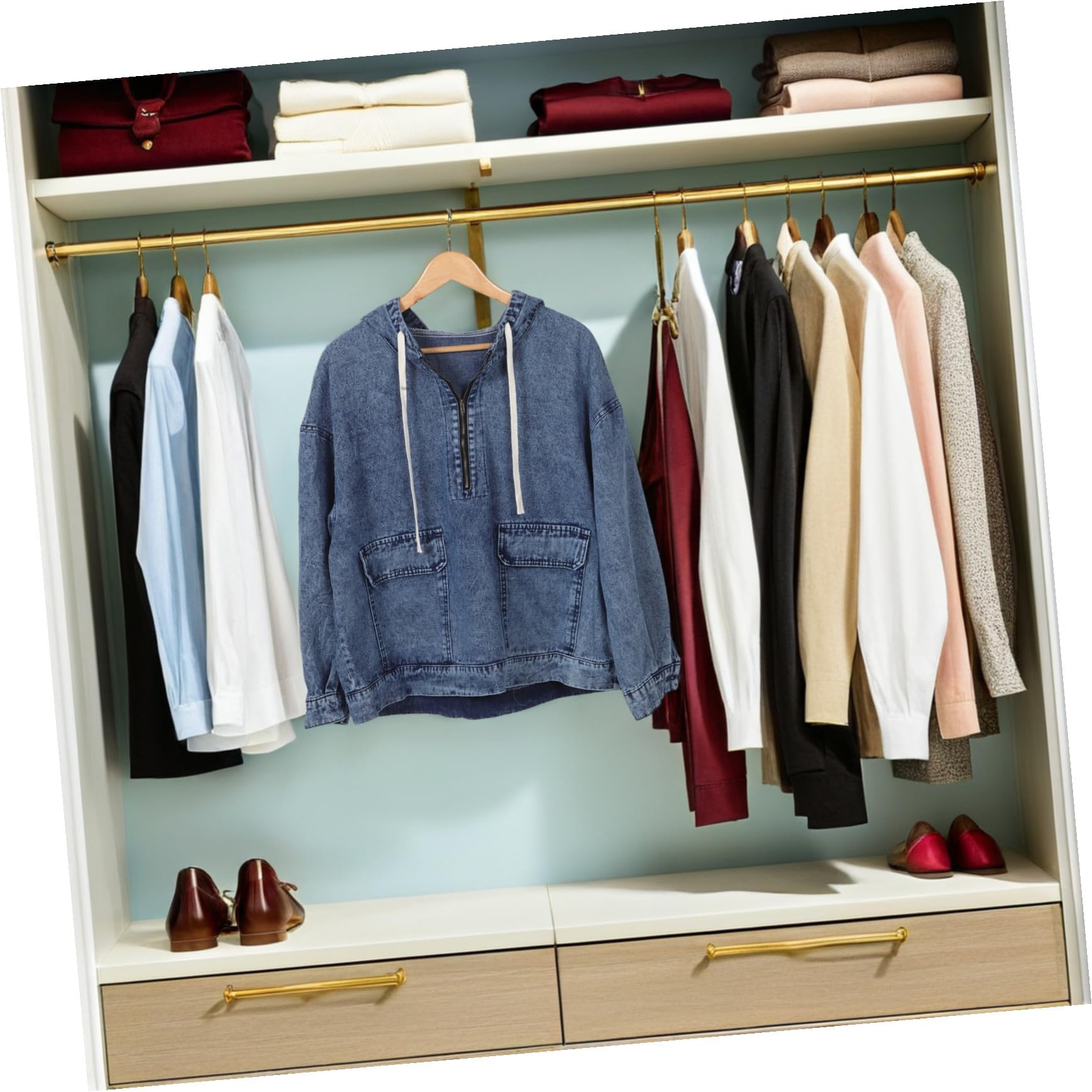 HEMOTON Bluza Dżinsowa Damska Jeansowa z Kapturem Wygodna Jeansowa z Kapturem Typu Oversize Blue