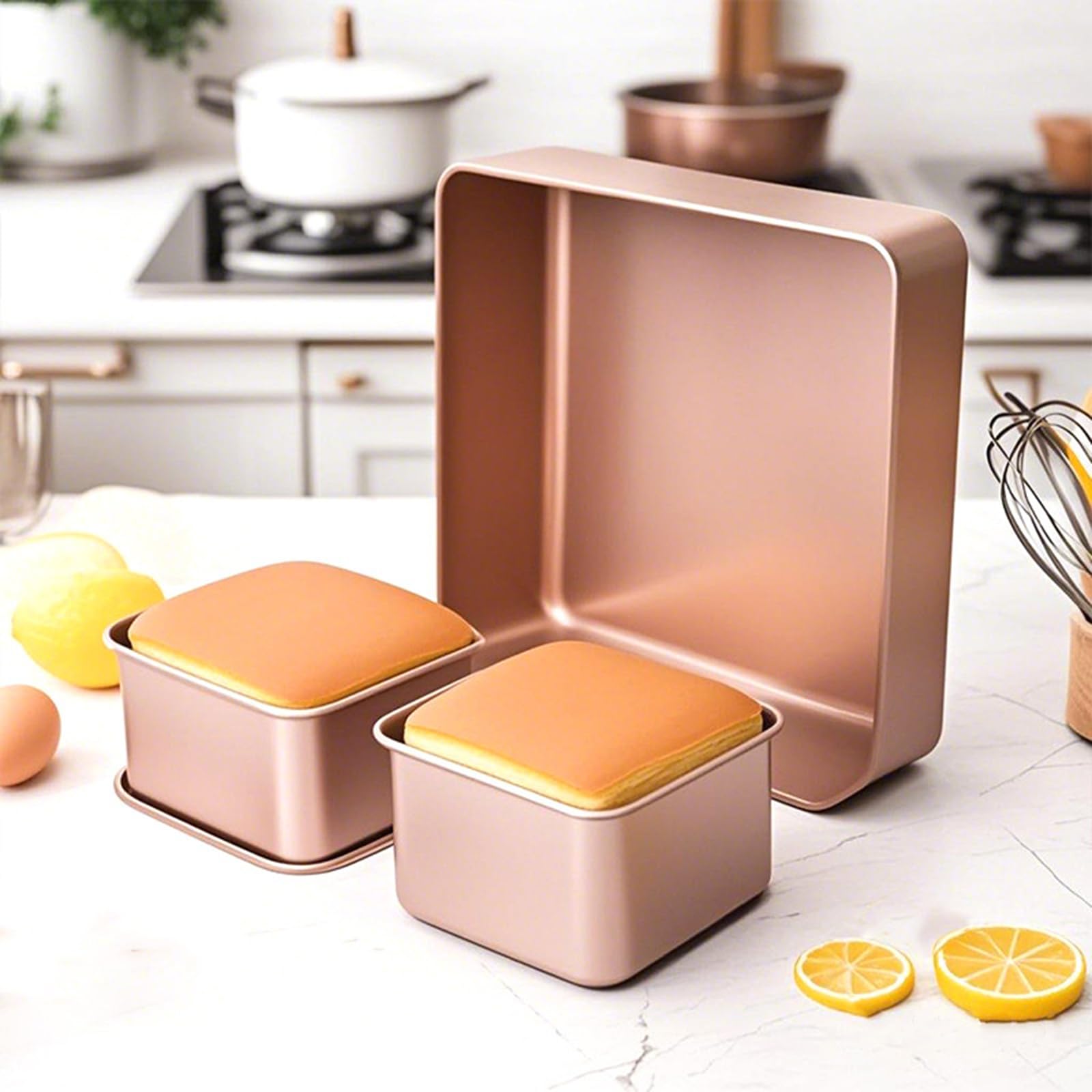 Teglia quadrata antiaderente Stampo per torte da parete in metallo con rivestimento a rilascio facile per l ' uso a bagnomaria e la preparazione dolci domestici Teglia quadrata Castella Bakeware
