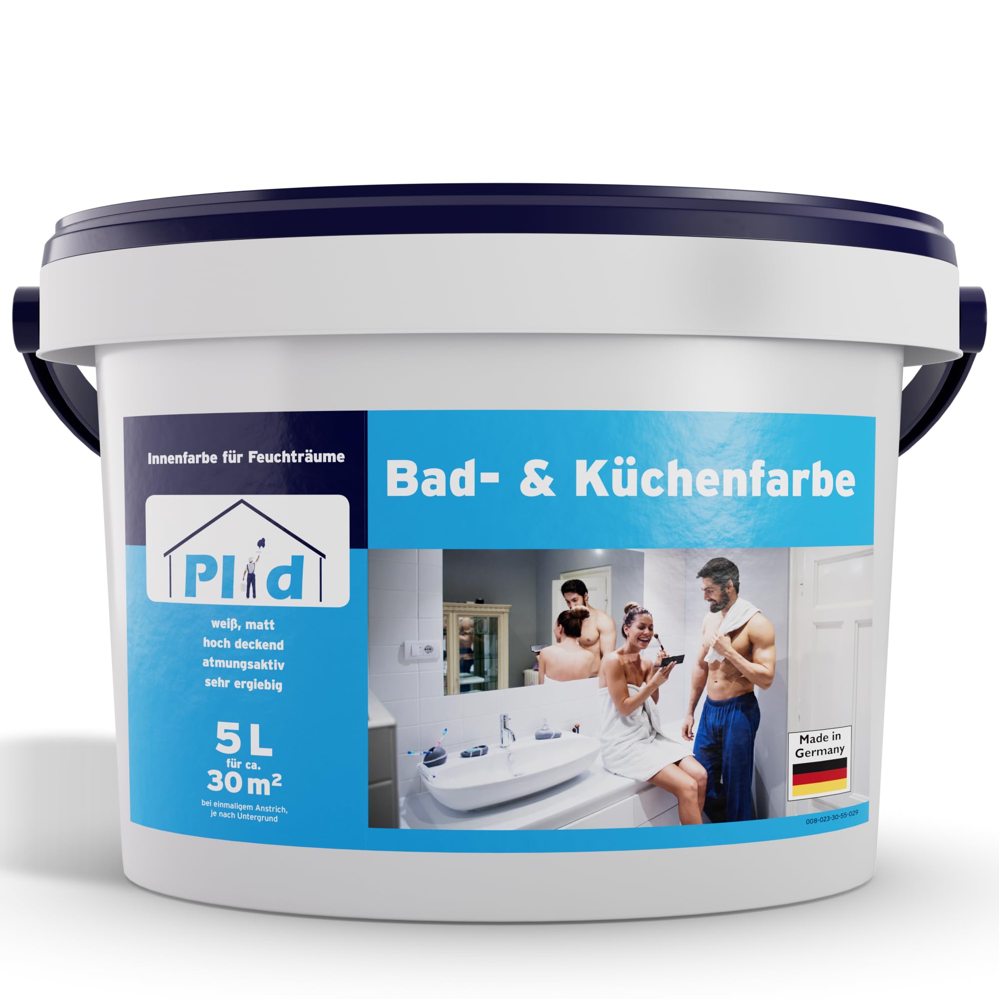 Plid® Pintura blanca para baño y cocina para todas las paredes [fuerte protección contra el moho] – Color interior blanco para todas las paredes – Pintura antimoho para habitaciones húmedas y baños