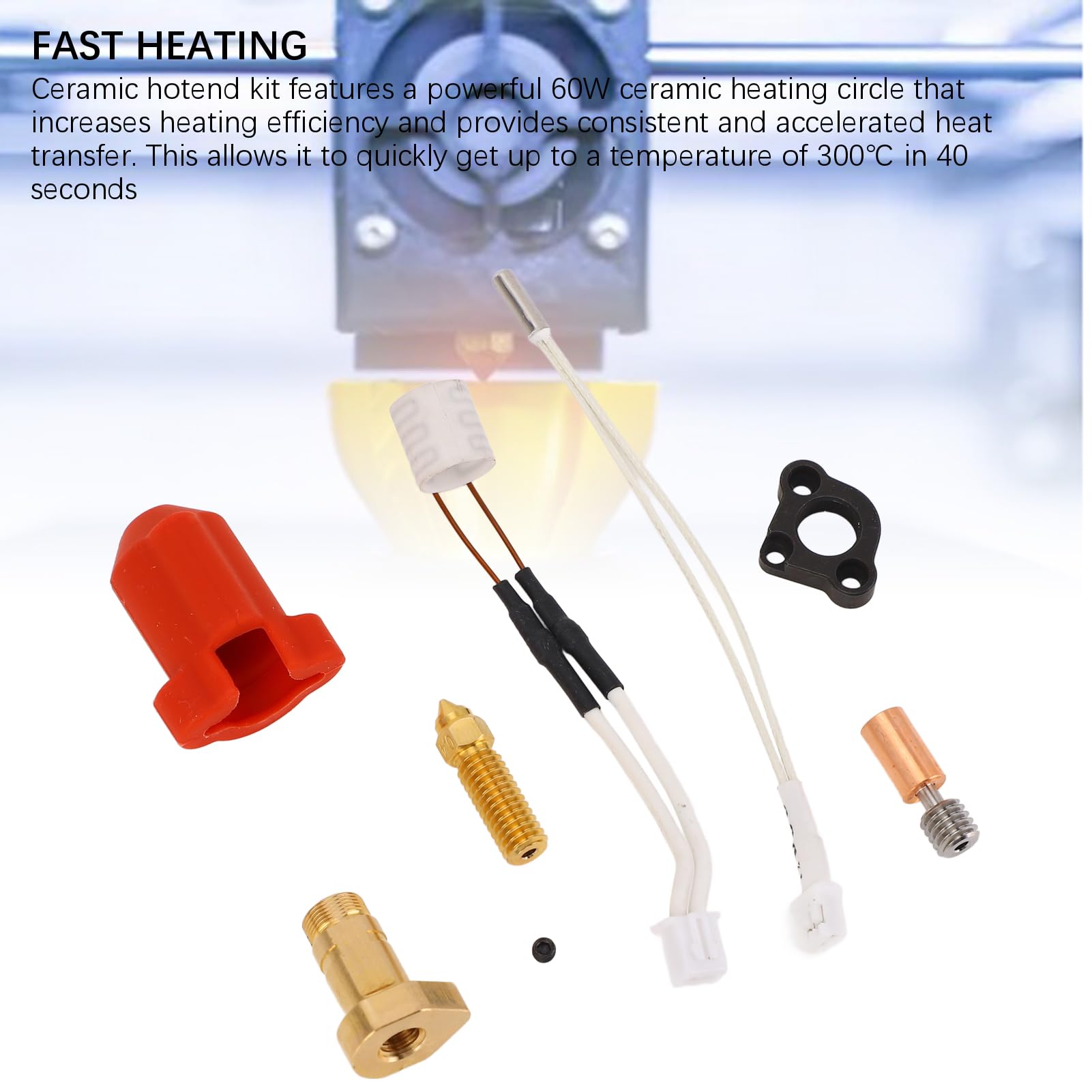 Ender 3 V3 KE Ceramic Hotend Kit, 60 W Wysokotemperaturowy Blok Grzewczy Zamienny, Całkowicie Metalowy, Wysokoprzewodzący, Gorący Koniec Wytłaczarki, Akcesoria do Drukarek 3D