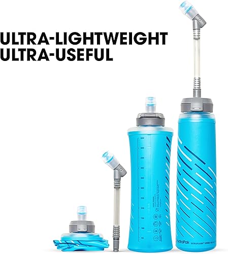 Miniatura 5 de HydraPak UltraFlask Speed (500ml o 600ml) - Botella de agua plegable de frasco suave para chalecos de hidratación y mochilas de running con tapa de
