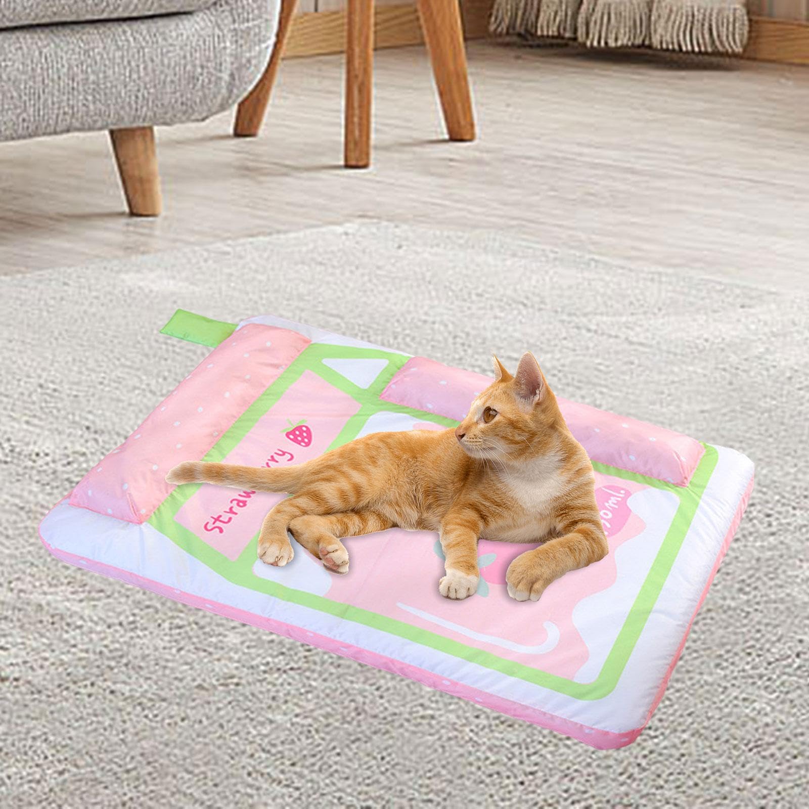Colchón de refrigeración para perro, manta refrescante para mascotas con 2 almohadas, almohadilla para dormir, cómoda manta de cojín para perro, color azul, 90 x 64 cm