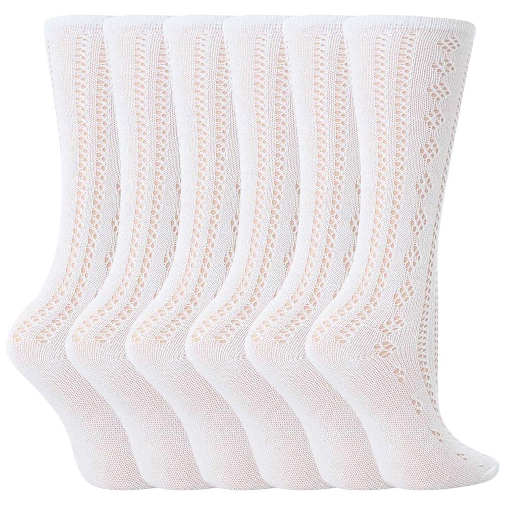 Drew Brady Girls White 6 Pairs Pelerine Knee High School Socks Uk 9 - 12 (Approx. 5-7 Years)