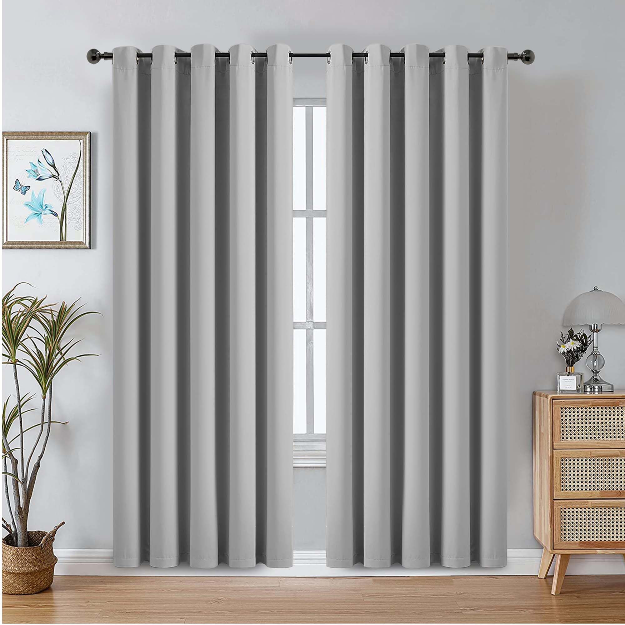 Yorkshire Bedding Blackout Eyelet Curtains for Bedroom 66x72 Inch Super Soft Thermal Insulated Light Grey Curtains Darkening Panels + 2 Tiebacks - Image 3