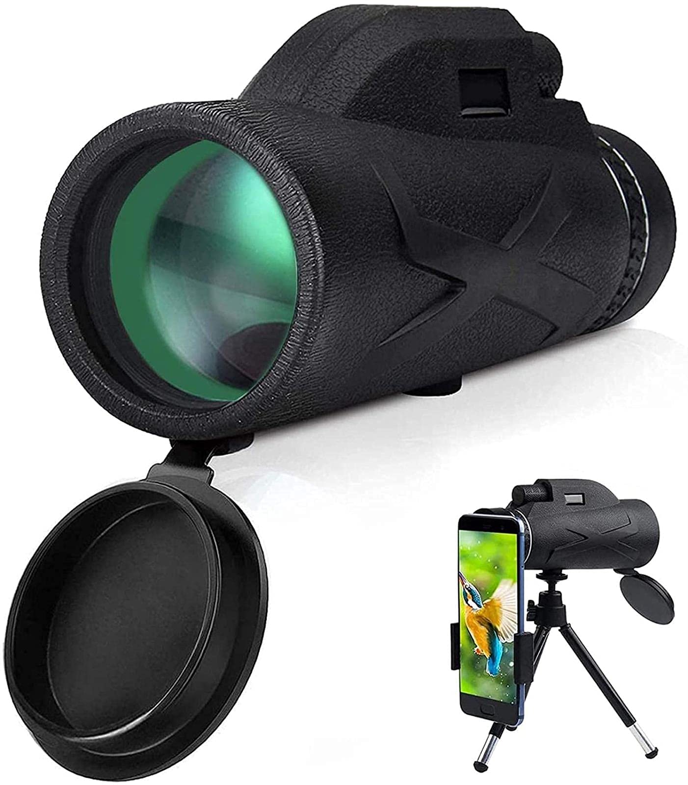 Telescopio Monocular HD Profesional 80x100 BAK4 Super Telescopio Zoom Monocular Telescopio portátil con Soporte para teléfono Inteligente y