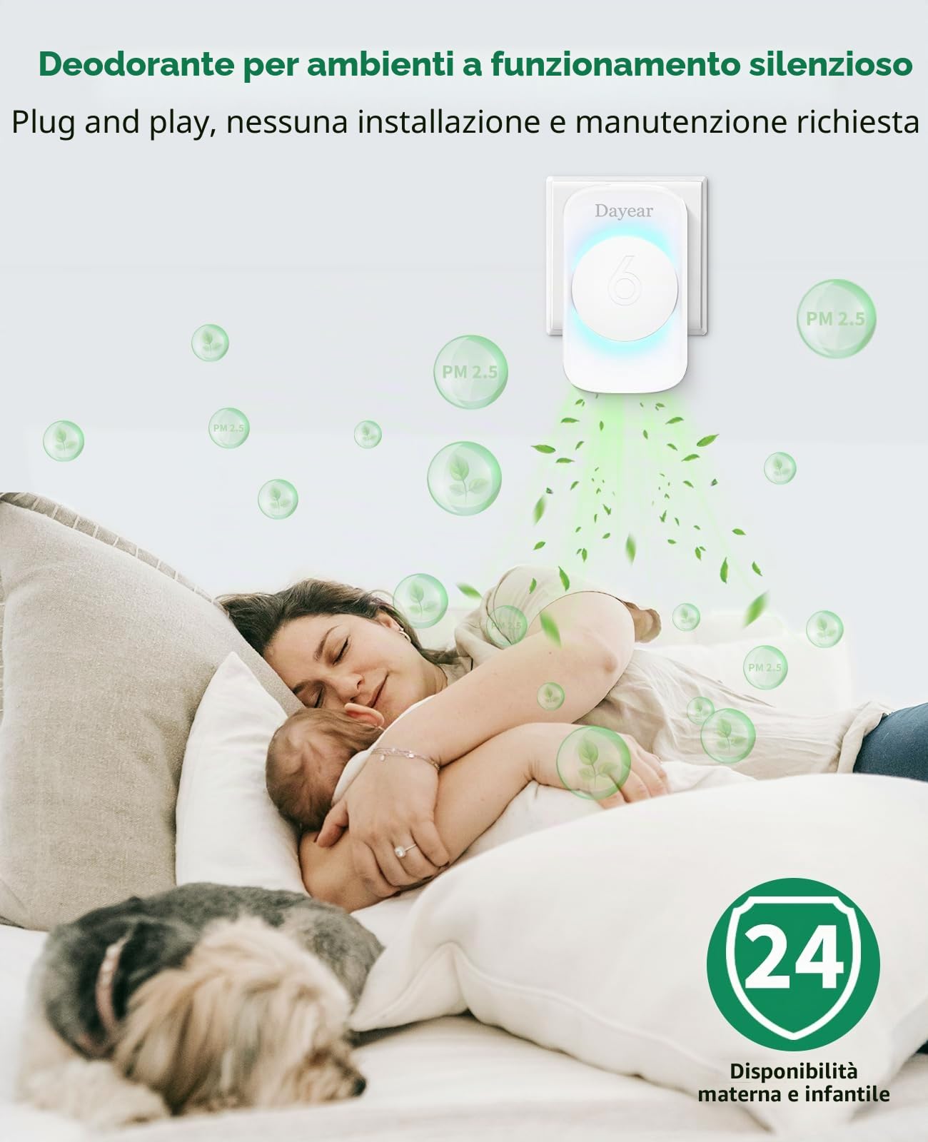 Purificatore d'aria per Bedroom, Dayear Mini Air Purifier Plug-in Negative Ion Air Purifier per la casa, 3 modalità di illuminazione a LED,adatto per servizi igienici, Living Room/Pet Room/4 pezzi