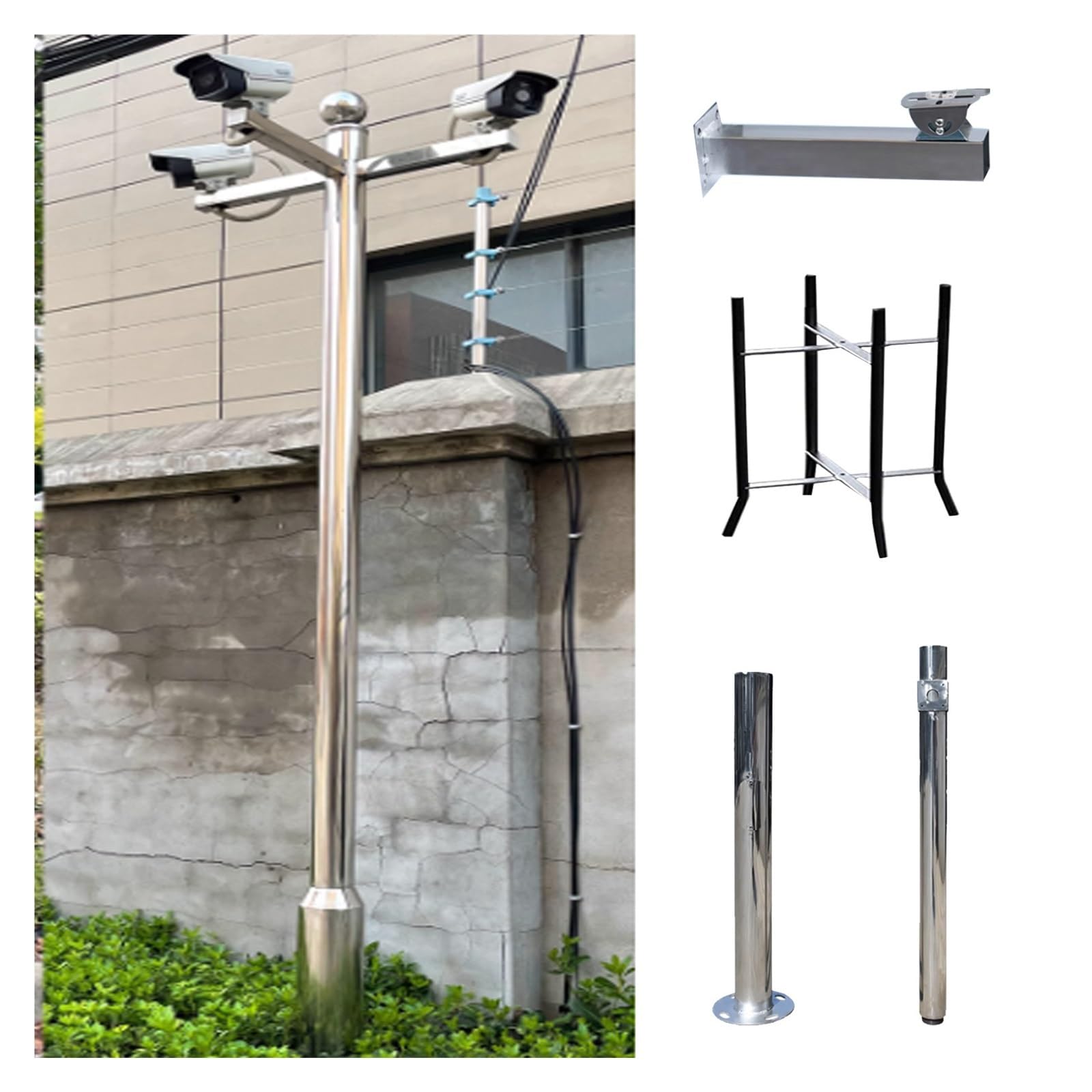 Generico Palo per Telecamera di Sicurezza - Palo per Telecamera di Sicurezza - Supporto Regolabile per videosorveglianza Esterna per casa e Fattoria per Un monitoraggio e Una Durata Migliori (L, 2,5