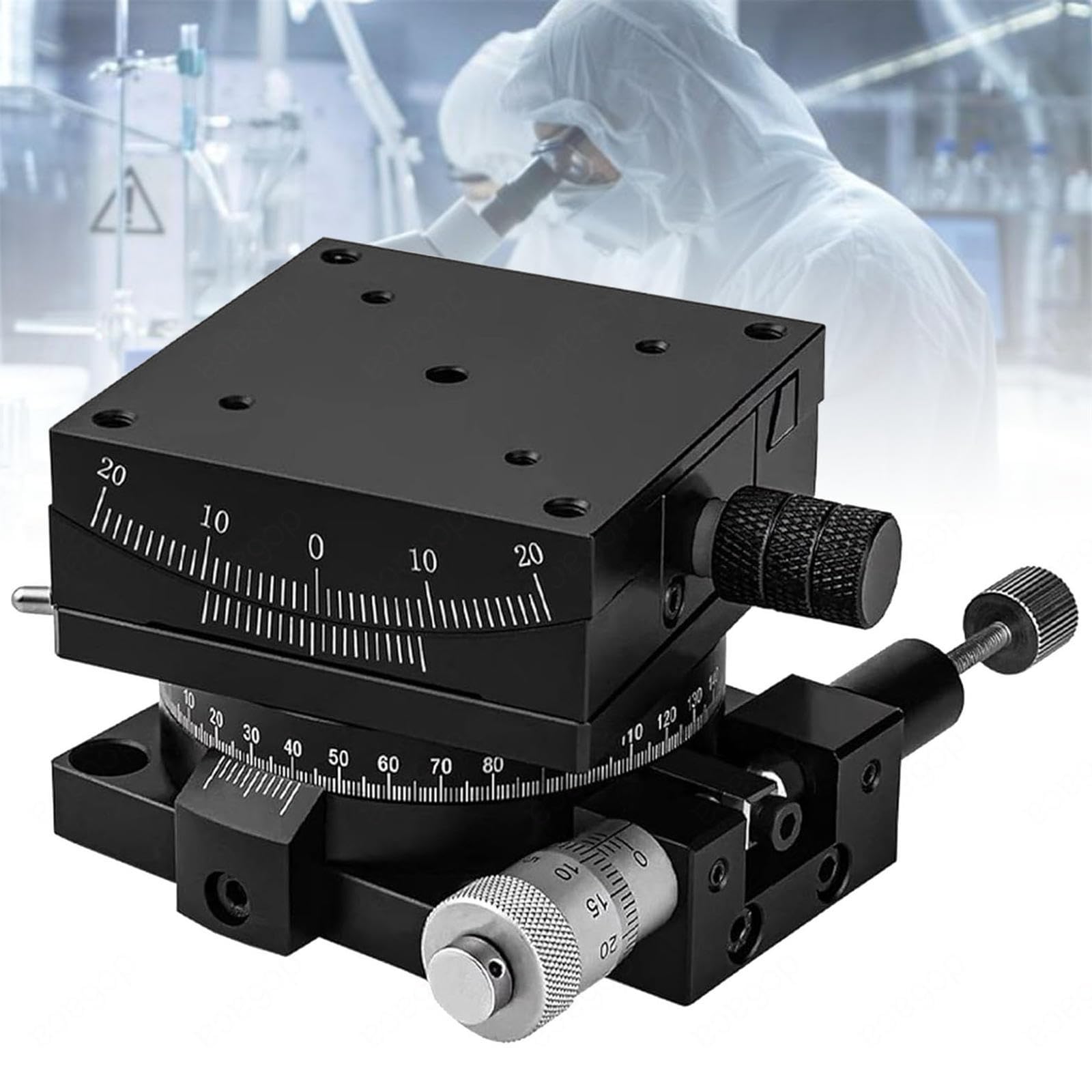 XNXYSMKJ Manual Goniometer Stage, 60x60mm Linear Stage with ±20° Tilt, Precision Optical Positioning Sliding Table for Lab Equipment