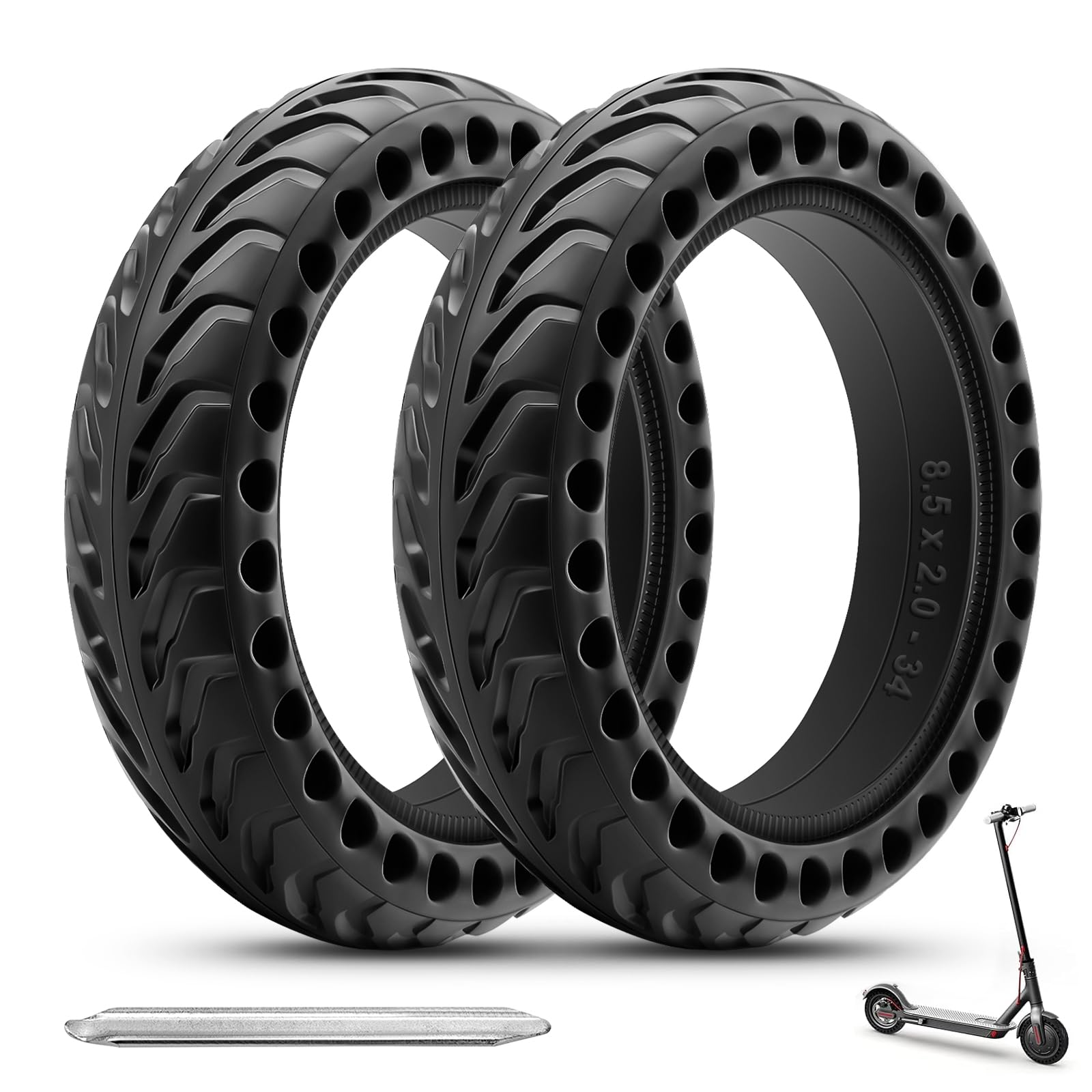 Amitor 8.5 Inch Solid Scooter Tyres, Puncture-proof & Wear-resistant, 2PCS — image 1