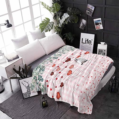 Miniatura 3 de Manta de eucalipto con corazones de amor para el día de San Valentín, manta de forro polar suave a cuadros rosa decorativa para el hogar, sofá,