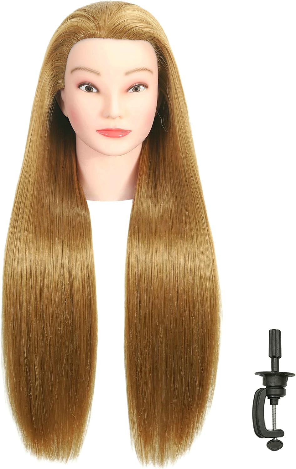 Hot Hairs Synthetic 30-Inch Long Hair Styling Mannequin Head with Table Clamp Stand for Hairdressing Practice - Ideal for Hairdressers, Cosmetology Students, and Salon Training-image-39