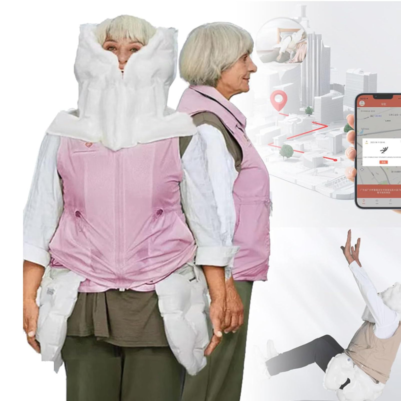 Gilet Airbag intelligent pour personnes âgées, veste anti-chute avec déclenchement de 0,01 s, vêtements de protection intelligente toutes saisons pour le cyclisme et l'utilisation quotidienne