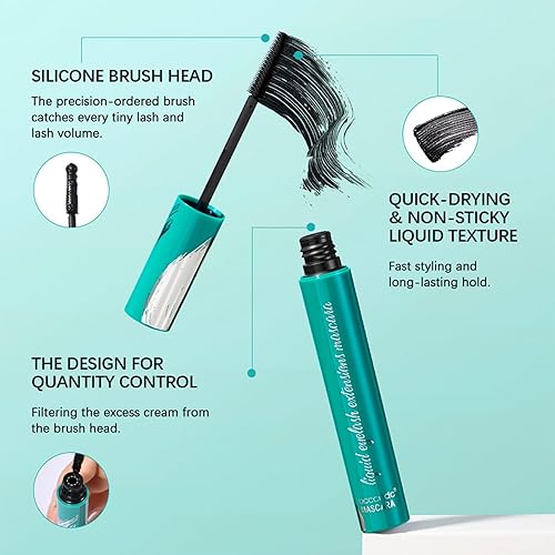 Miniatura 5 de Máscara líquida gruesa 2023, rímel rico mantiene tus pestañas gruesas y largas, efecto natural de alargamiento y engrosamiento, impermeable, a