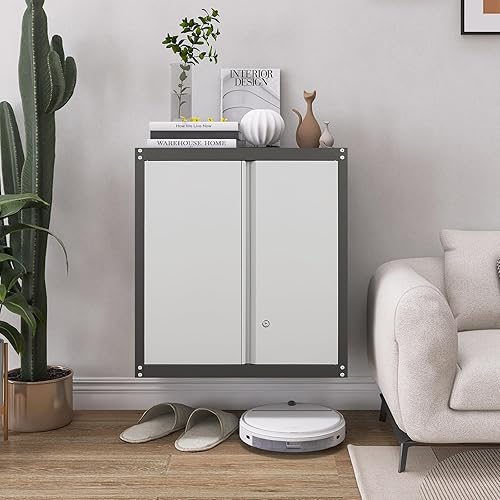 Miniatura 9 de Armario de pared de metal, armarios de garaje montados en la pared, almacenamiento con bloqueo con estantes ajustables, armario de garaje montado en