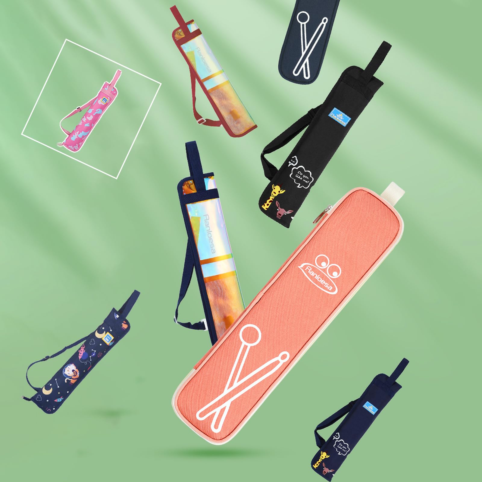 Bolsa para Baquetas,Bolsa para Baquetas de Batería,Porta Baquetas,Funda para Baquetas de Bateria,Baquetero percusion Mochila,con Asa y Correa para el Hombro,para Almacenamiento,Baquetas