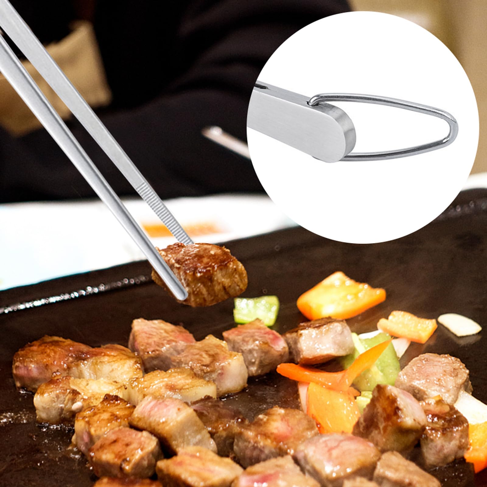 4 Pincettes de cuisine en acier inoxydable, 12'' et 10'', longue pincette de cuisine professionnelle en argent pour la cuisine, les réparations, les fruits de mer et le BBQ