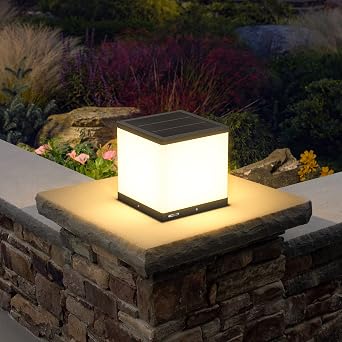 Outdoor Solar Post Cap Light, 9.8*9.8*9.8 Modern Warm Luxury LED Light with Waterproof IP54 Standards for Fence Deck Garden or Patio Posts