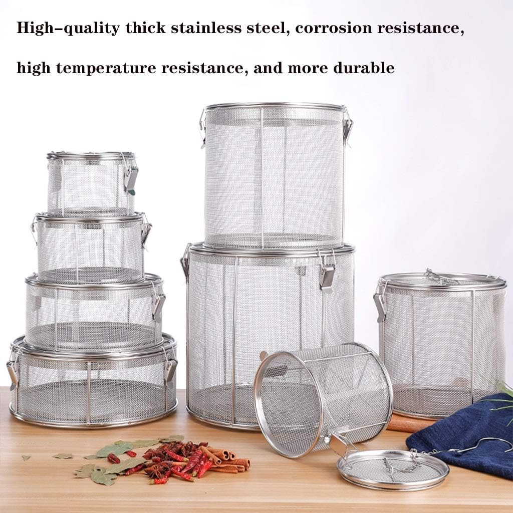 Large Capacity Stainless Steel Fine Mesh Strainer Gravy Soup Taste Spice Box Basket Brine Hot Pot Slag Separation Colander Strainers Basket Tea Infuser (Color : 30x30cm)